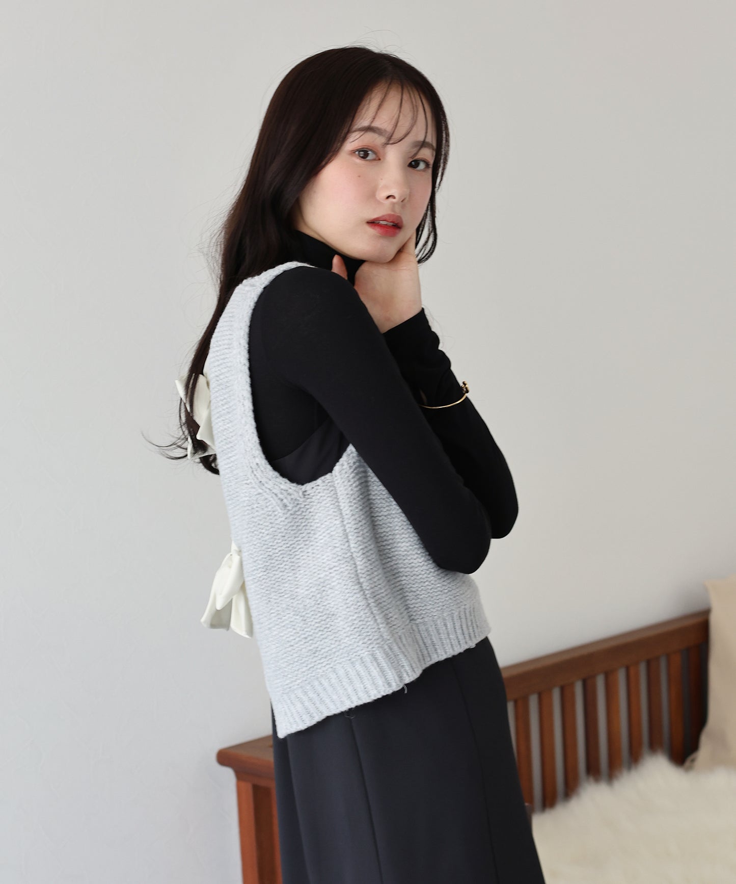 【SALE】リボンニットベスト