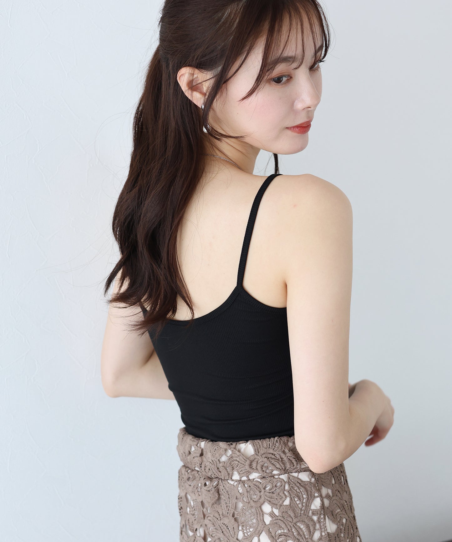 【SALE】カップ付きチュールレイヤードキャミソール【ネコポス】