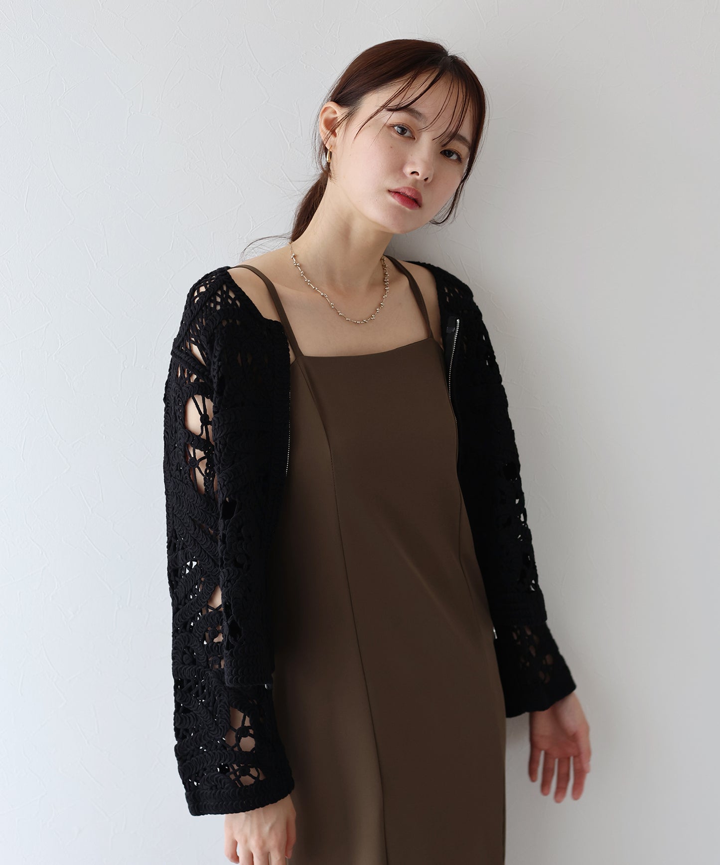 【SALE】ダブルジップクロシェカーディガン