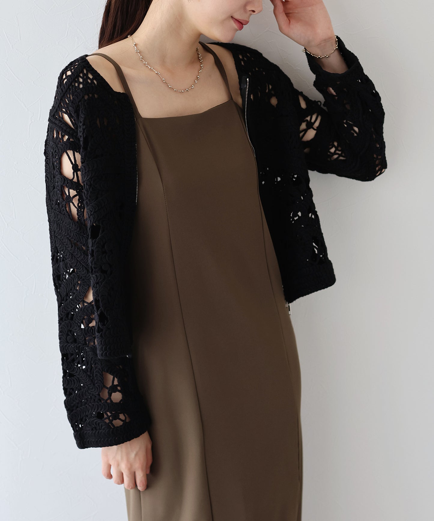 【SALE】ダブルジップクロシェカーディガン