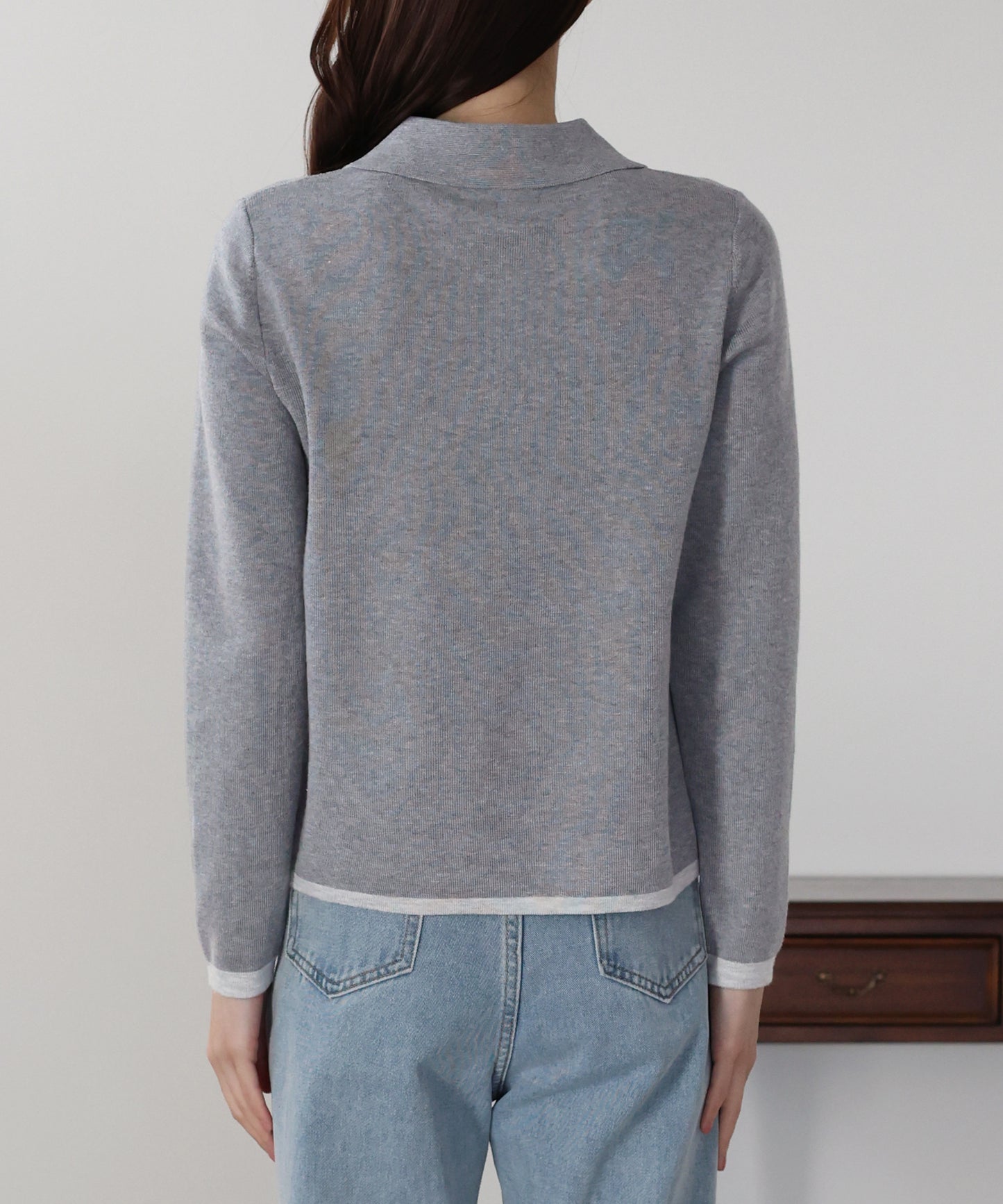 バイカラーポロ襟ニット