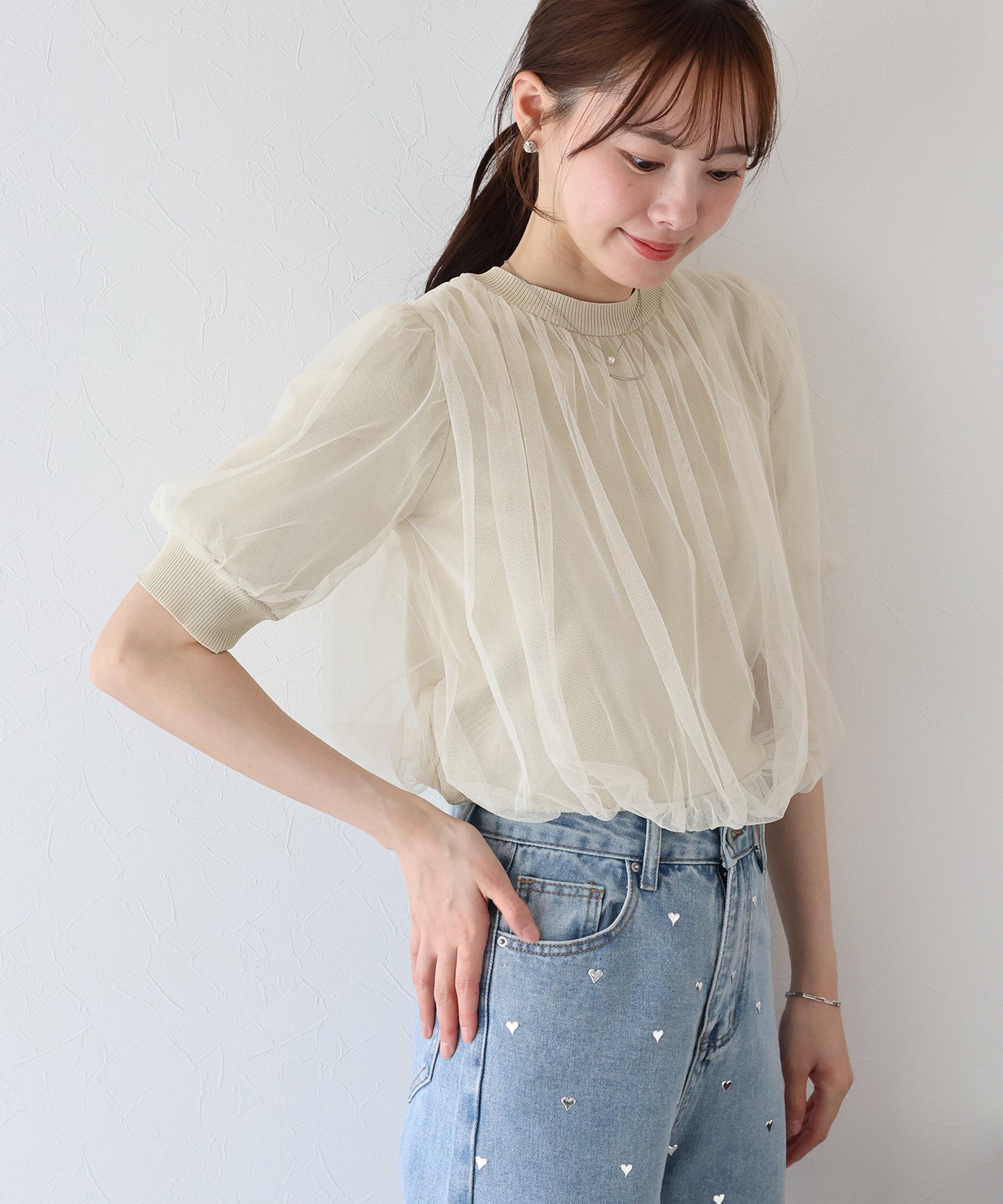 【TIME SALE】チュールレイヤードニット