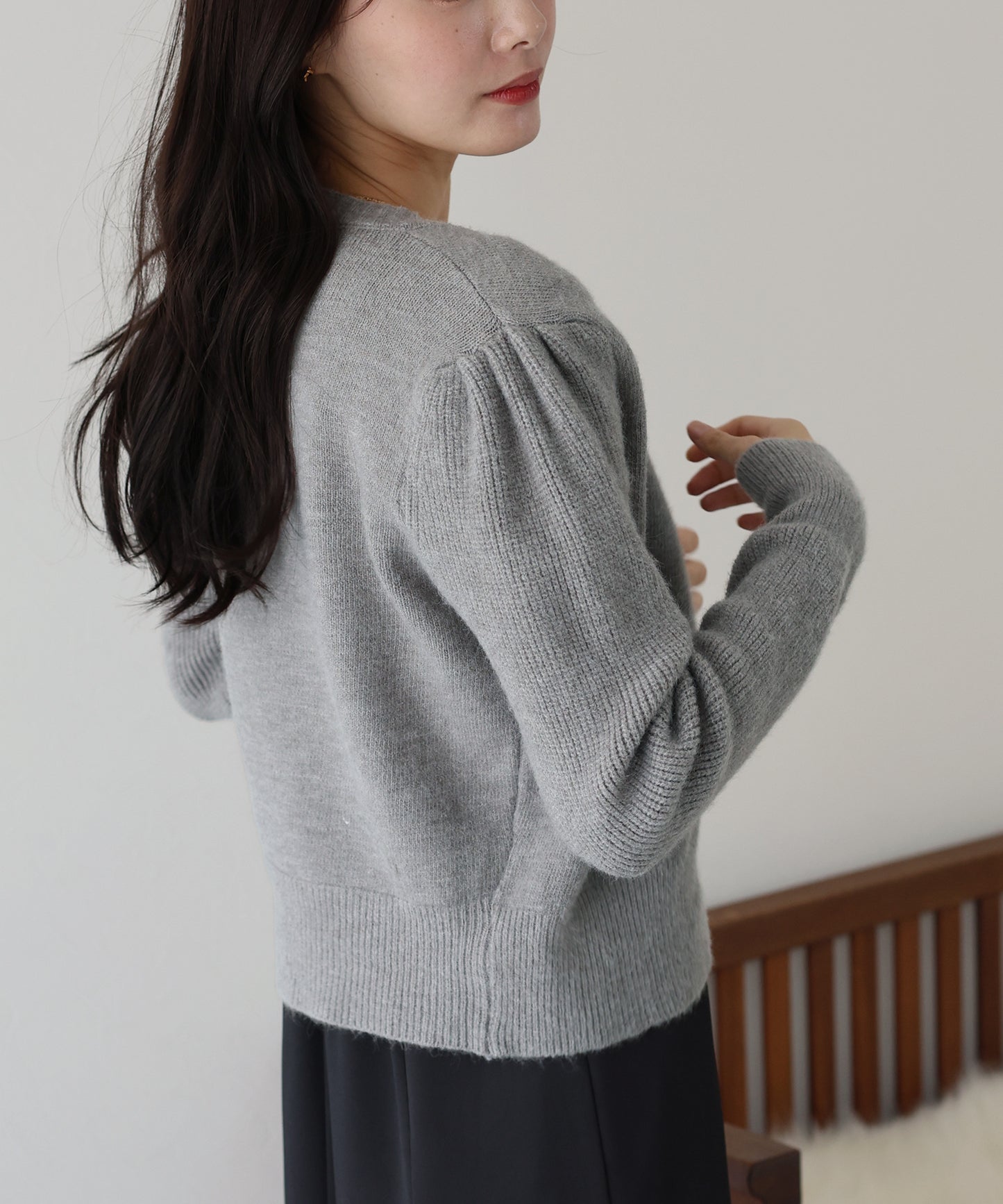 【SALE】リボン付きパールボタンカーディガン