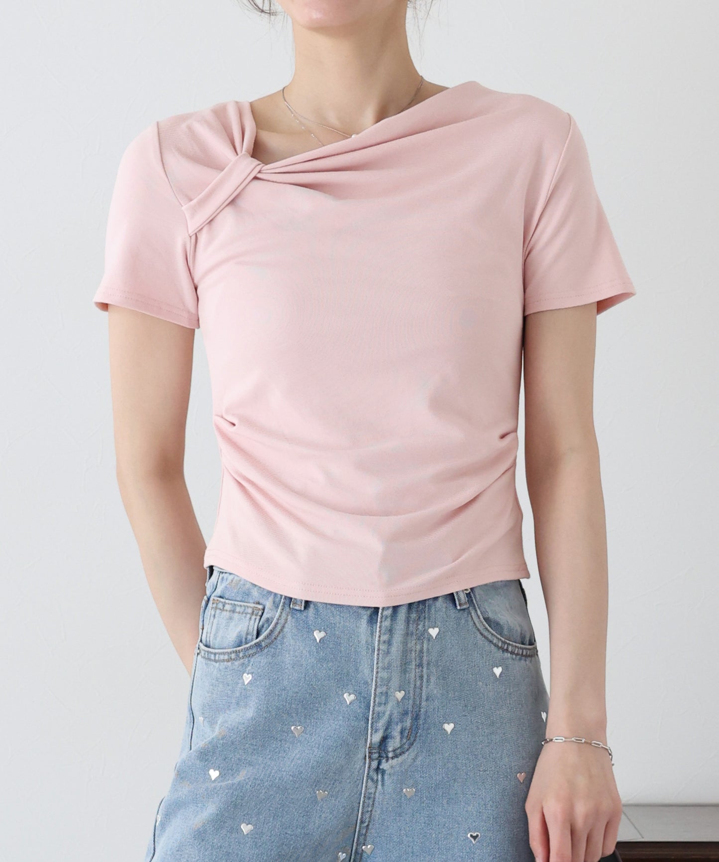 【TIME SALE】半袖アシメドレープTシャツ【ネコポス】