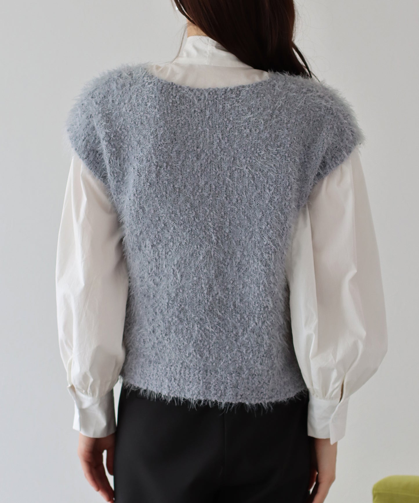 【SALE】ぽこぽこVネックシャギーニットベスト