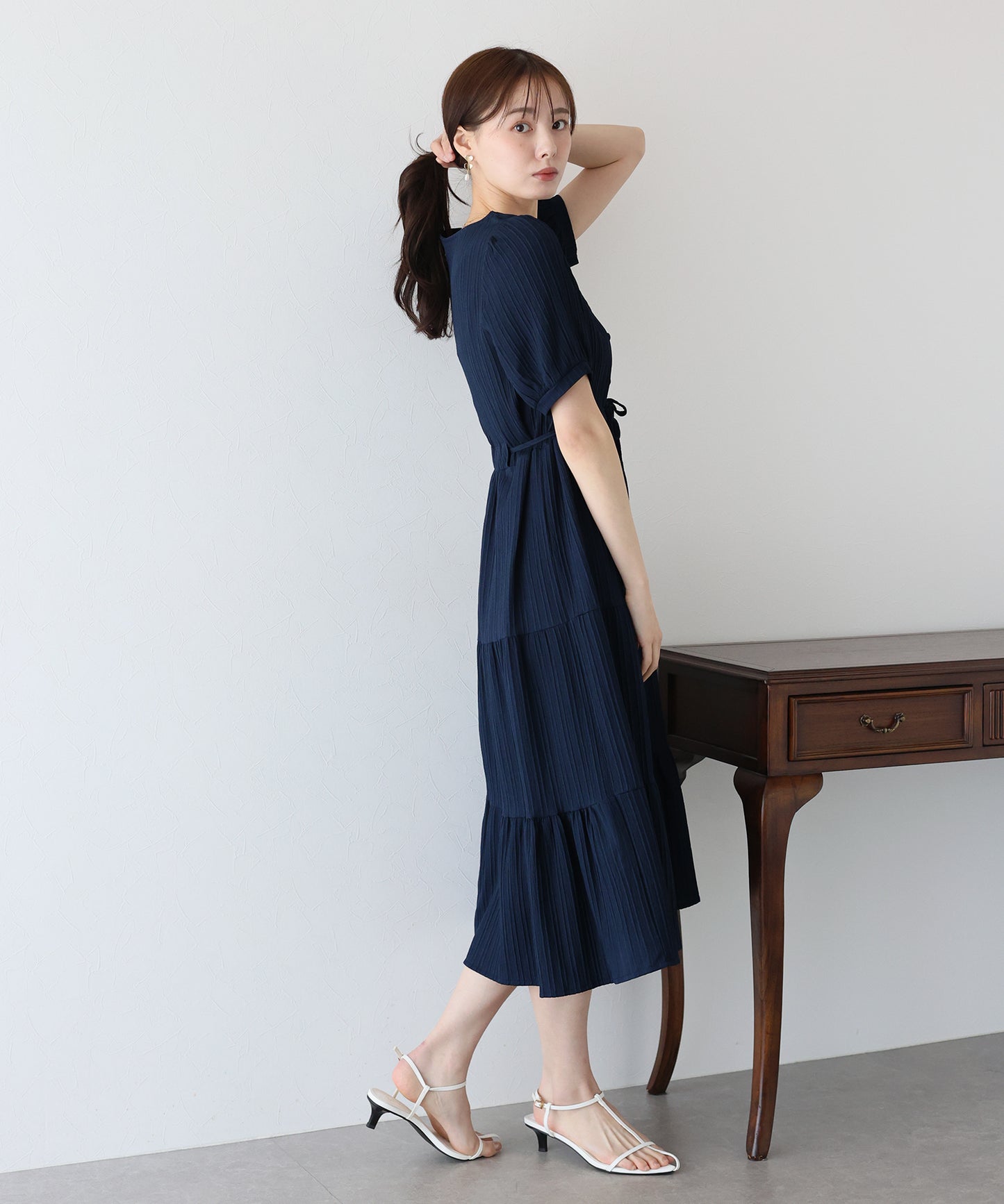 【TIME SALE】ハートネックティアード半袖ワンピース