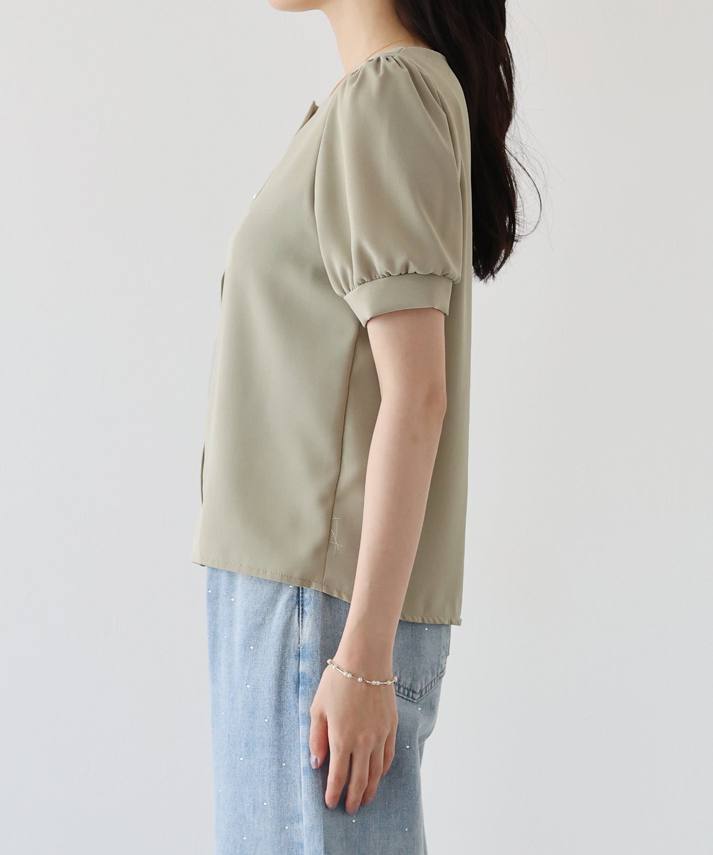 【TIME SALE】パールボタンブラウス【ネコポス】