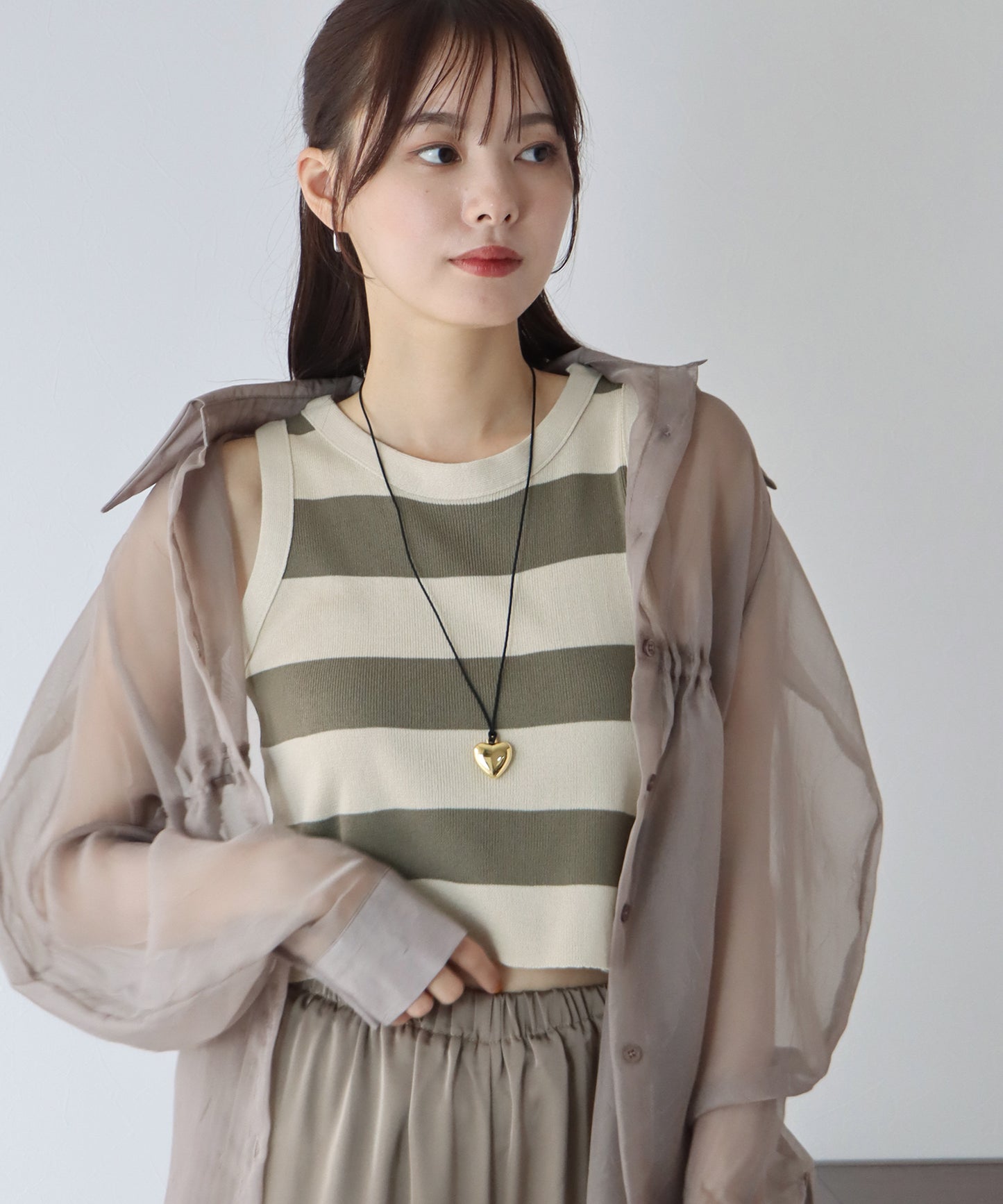 【TIME SALE】ボーダーノースリーブニット【ゆうパケット】