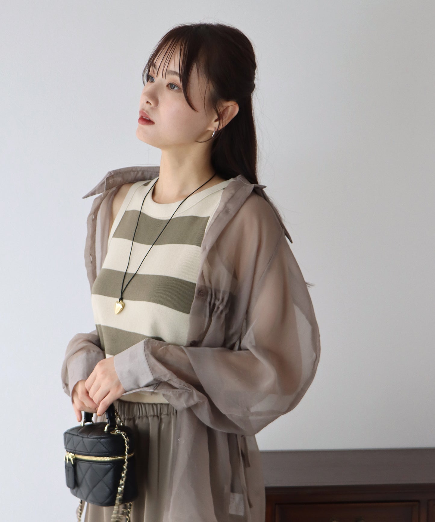 【TIME SALE】ボーダーノースリーブニット【ゆうパケット】