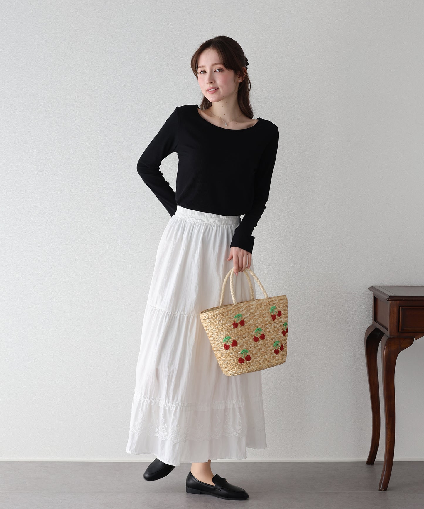 【早割5%OFF】クルーネックシアーリブカットソー【ネコポス】