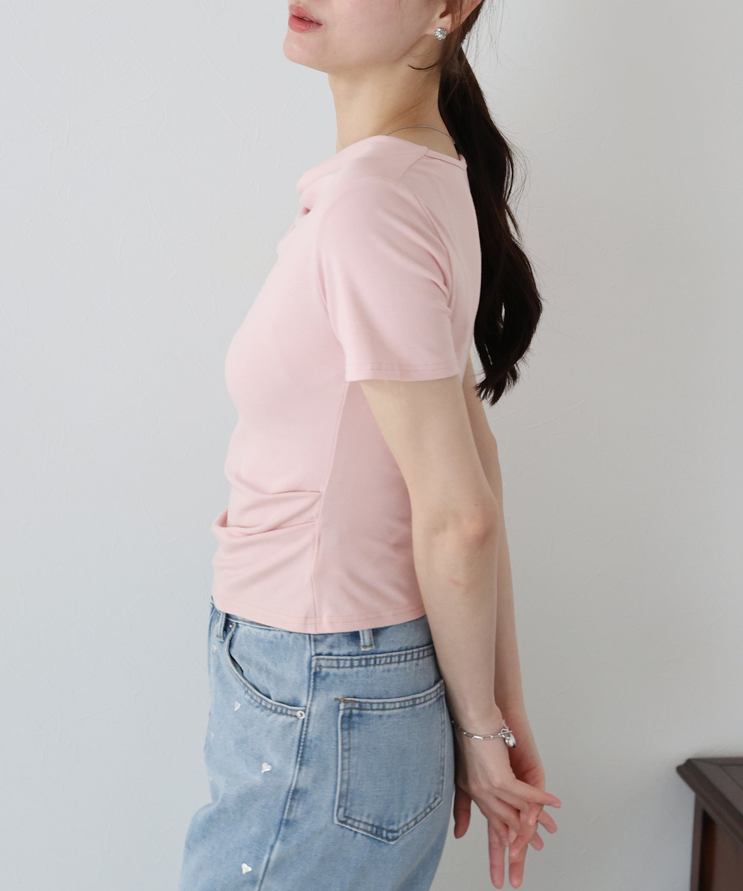 【TIME SALE】半袖アシメドレープTシャツ【ネコポス】