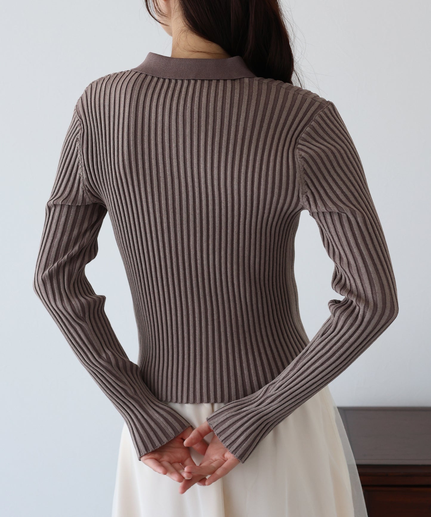 【SALE】バイカラーポロ襟Wジップカーディガン