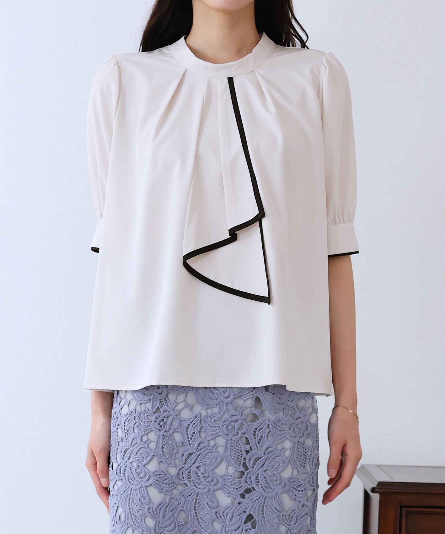 【SALE】バイカラーボウタイブラウス【ネコポス】