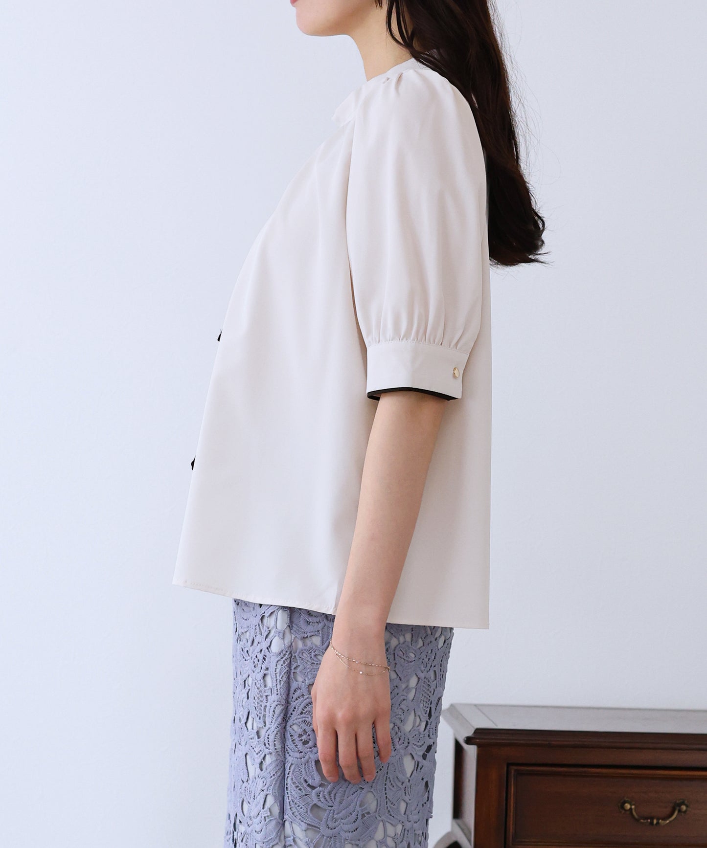 【SALE】バイカラーボウタイブラウス【ネコポス】