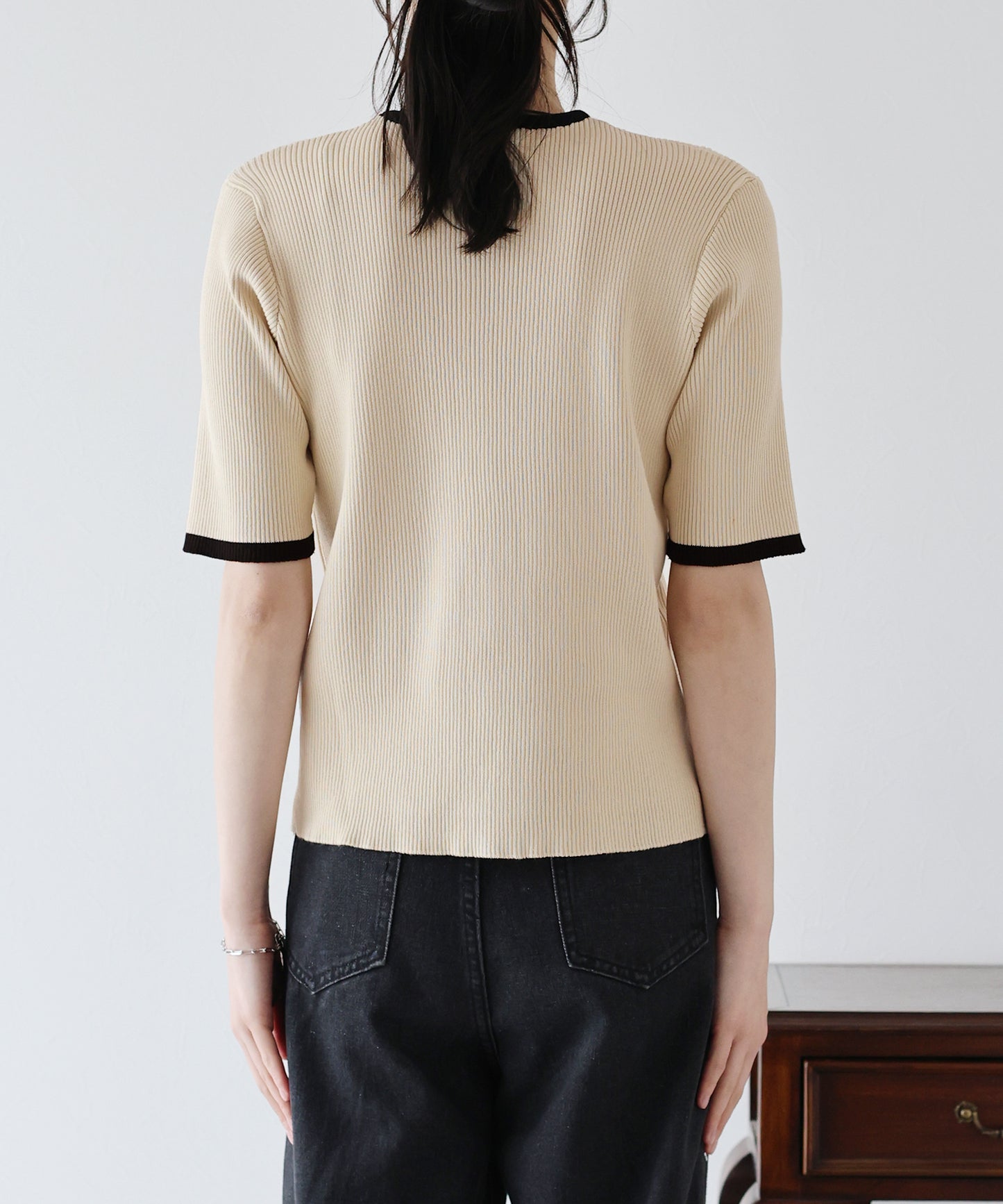 【TIME SALE】バイカラーリブニット【ネコポス】