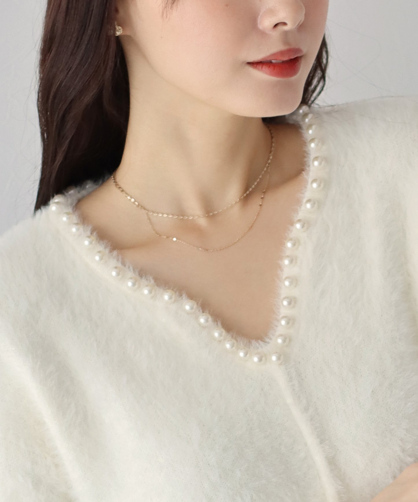 【SALE】パール付きシャギーニット