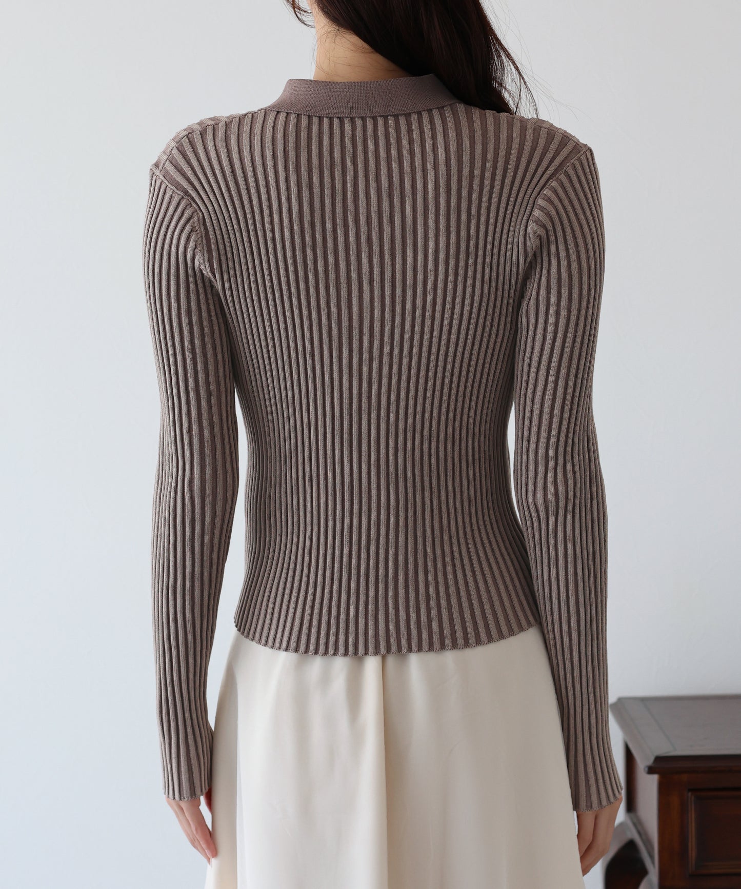 【SALE】バイカラーポロ襟Wジップカーディガン