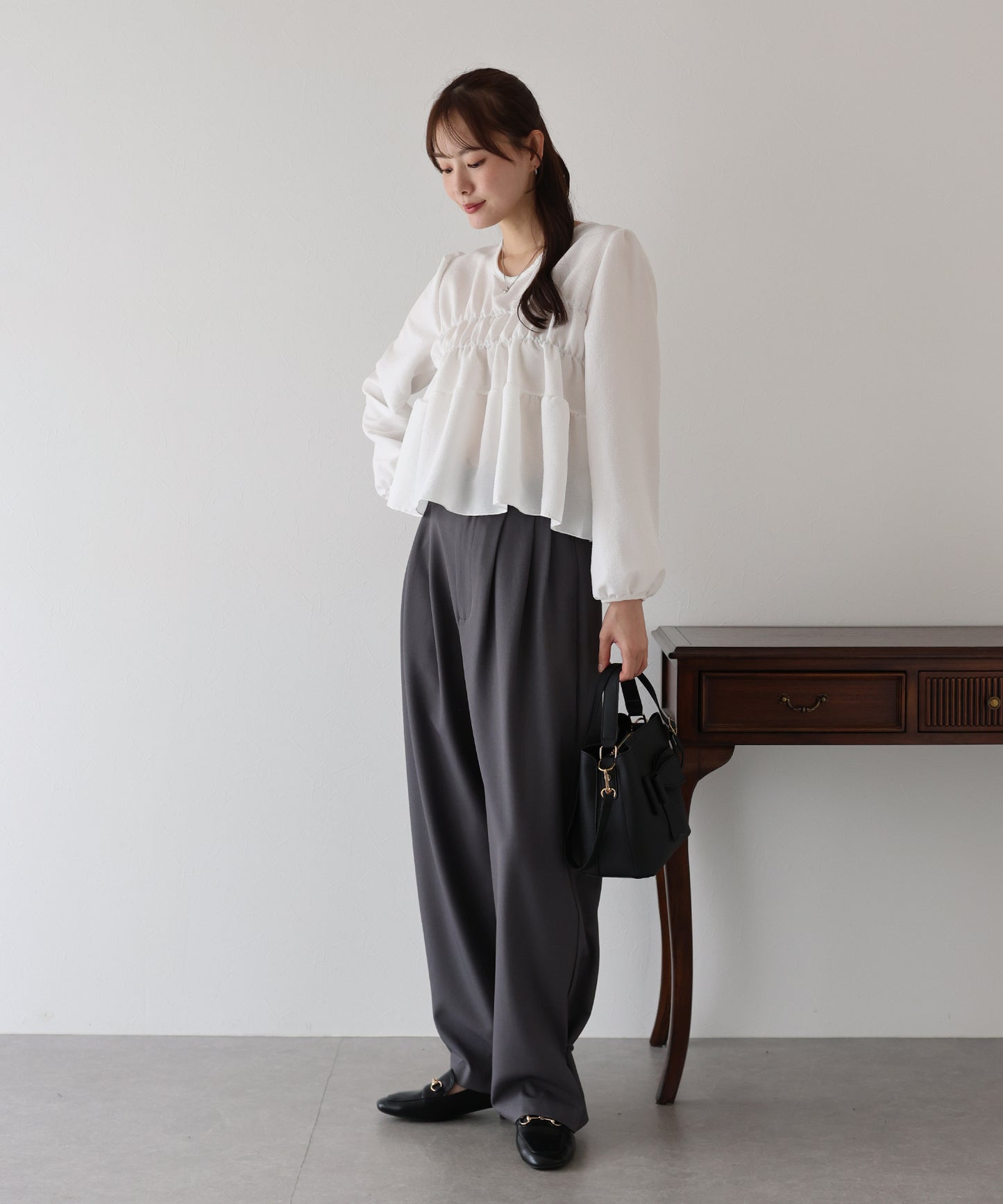 【早割5%OFF】バックリボンティアードブラウス【ネコポス】