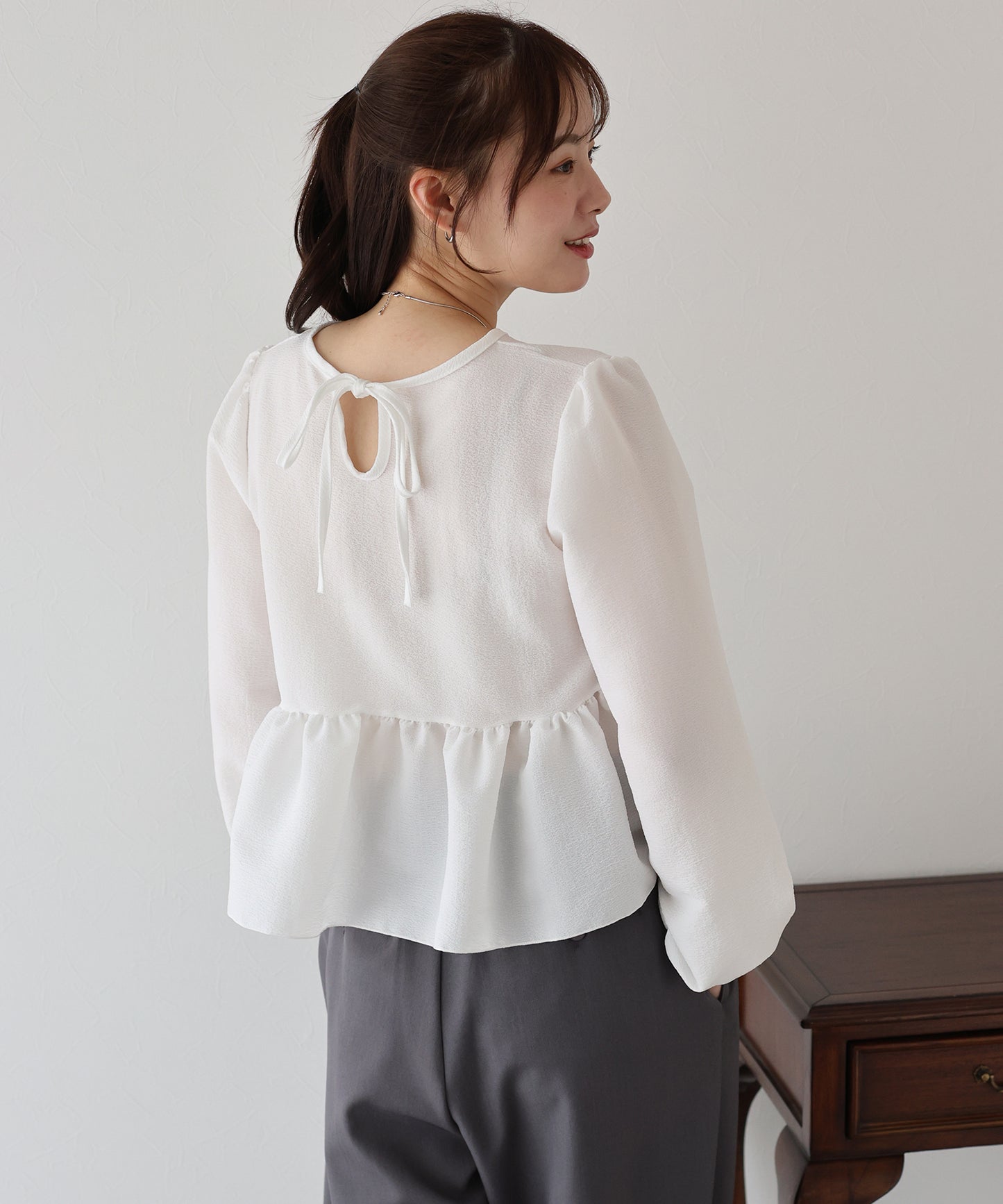 【早割5%OFF】バックリボンティアードブラウス【ネコポス】