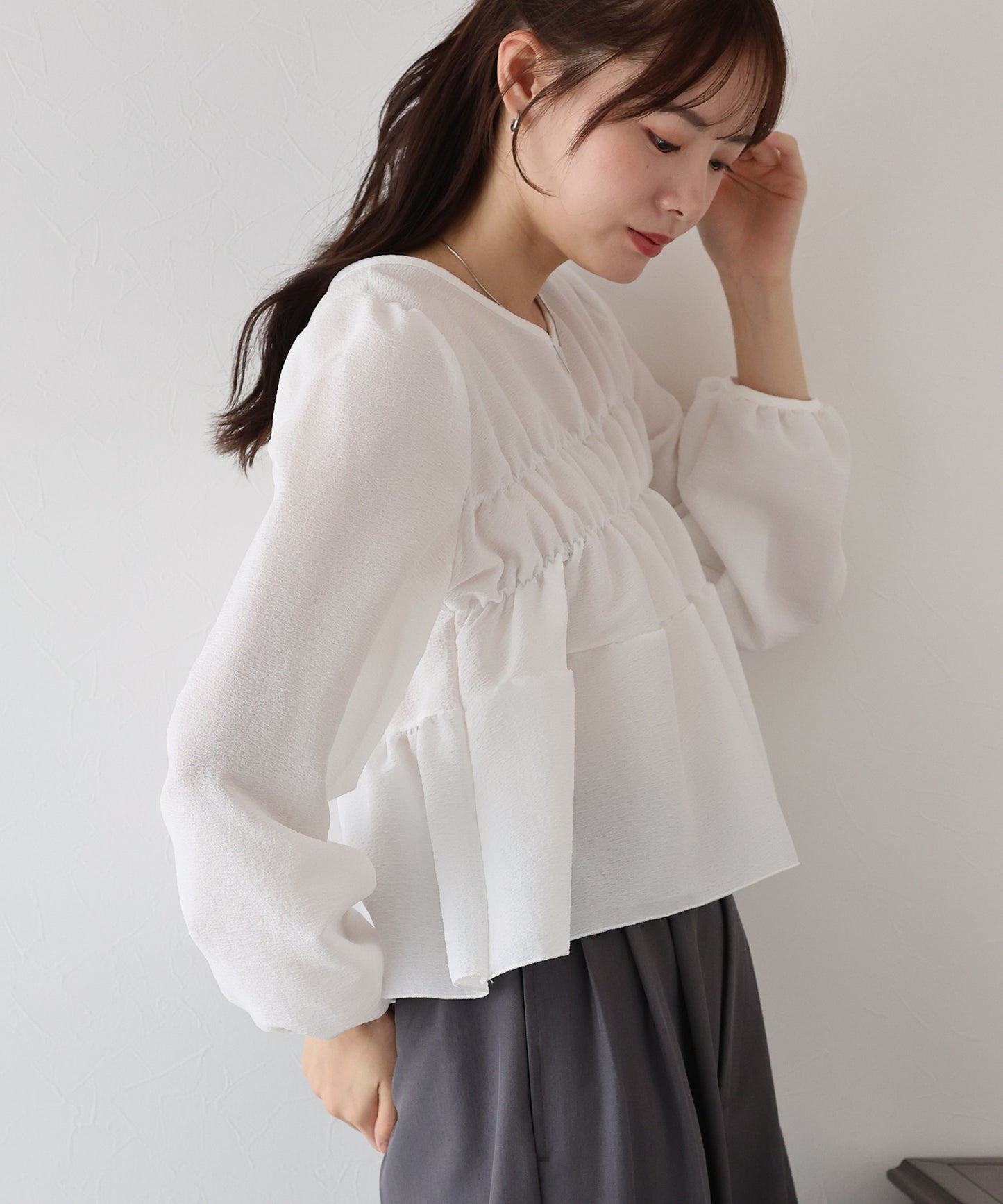 【早割5%OFF】バックリボンティアードブラウス【ネコポス】