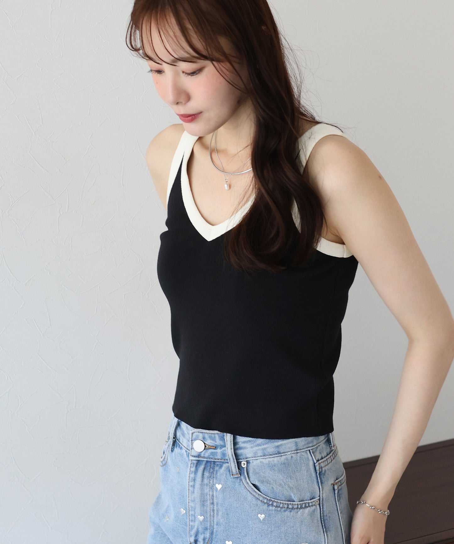 【SALE】2WAYバイカラータンクトップ【ネコポス】