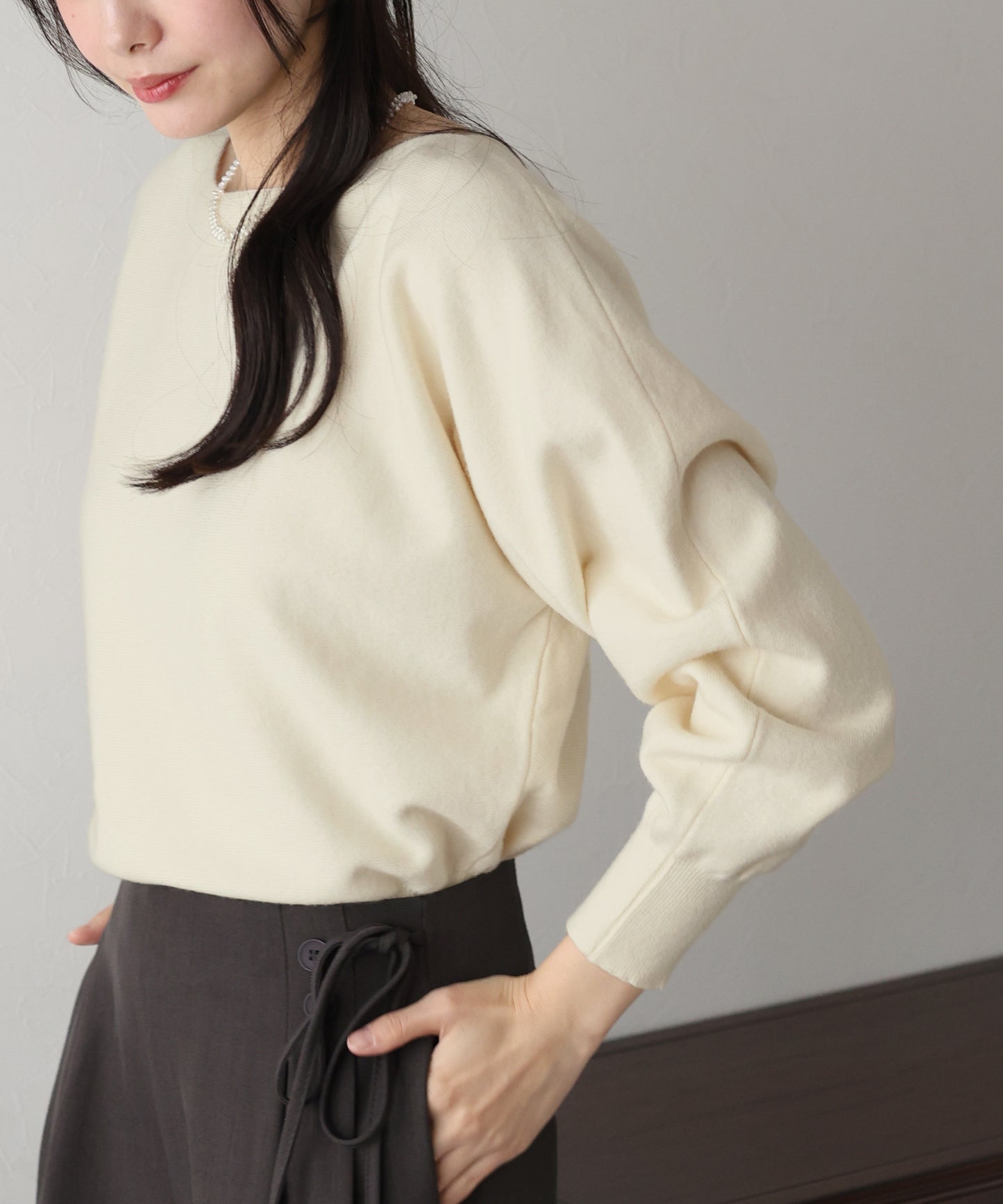 【SALE】ボートネックドルマンニット