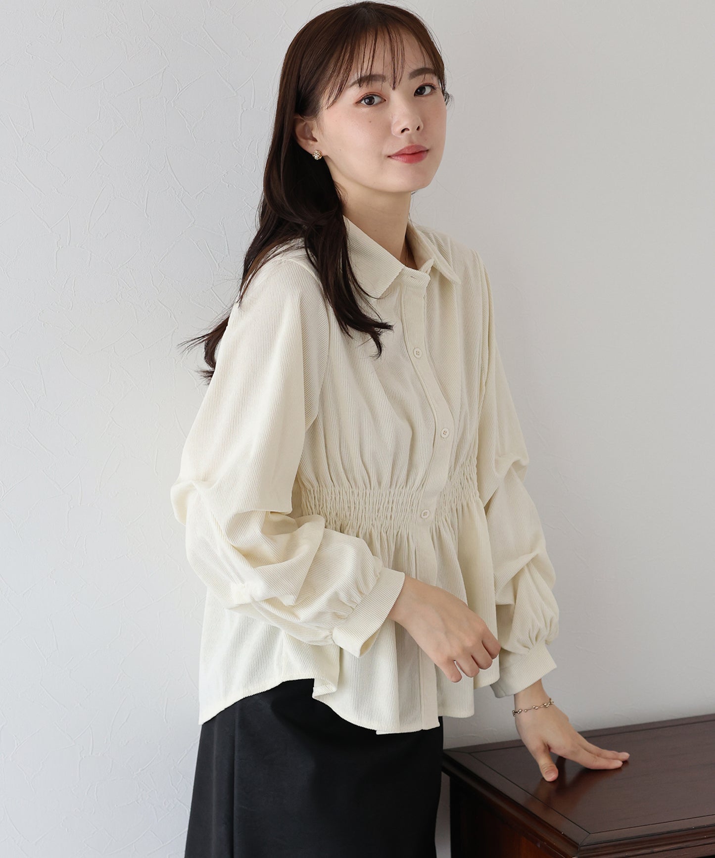 【TIME SALE】コーデュロイシャーリングブラウス【ネコポス】