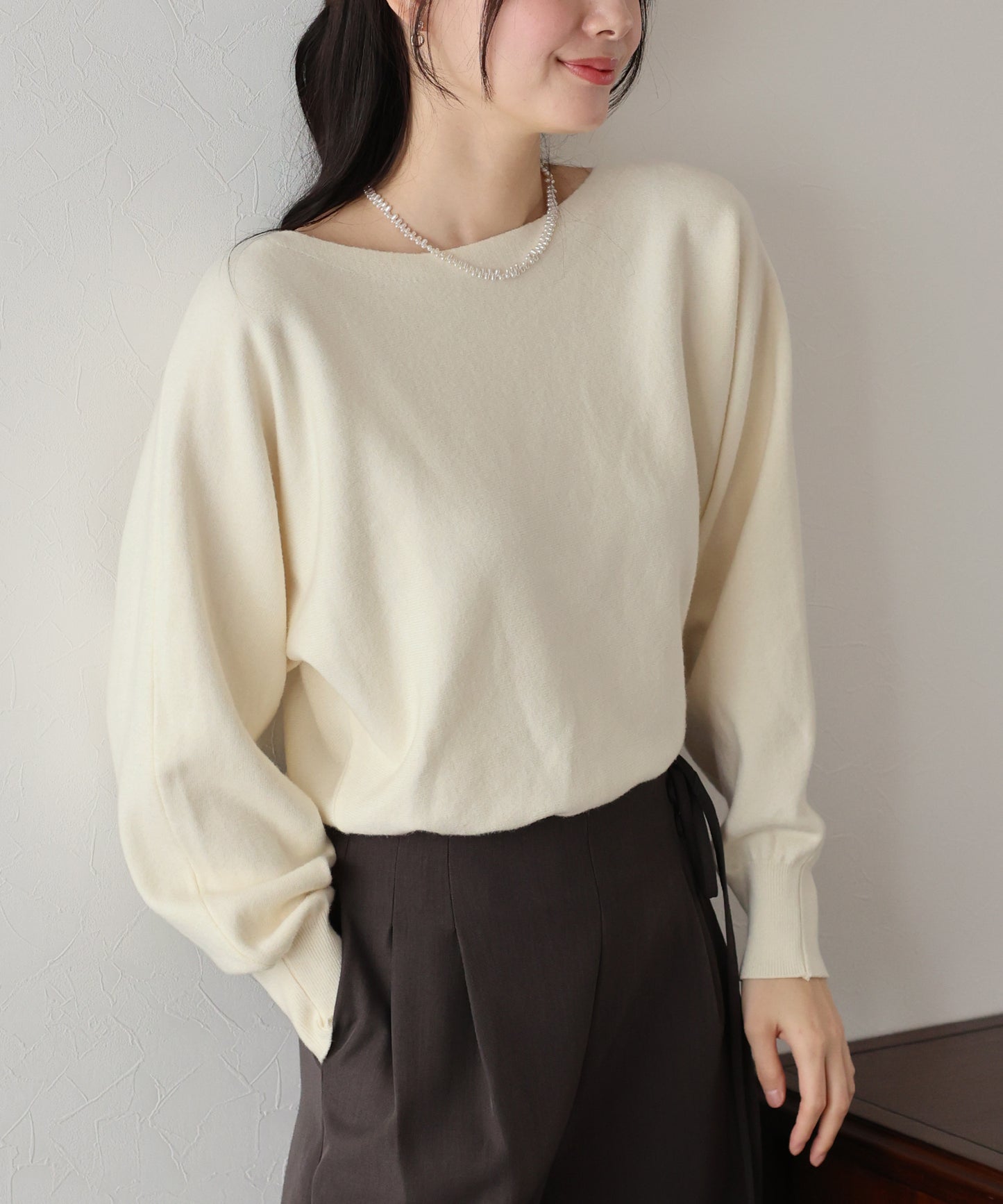 【SALE】ボートネックドルマンニット