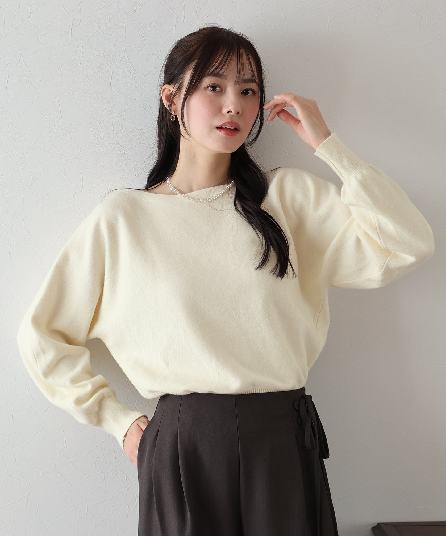 【SALE】ボートネックドルマンニット