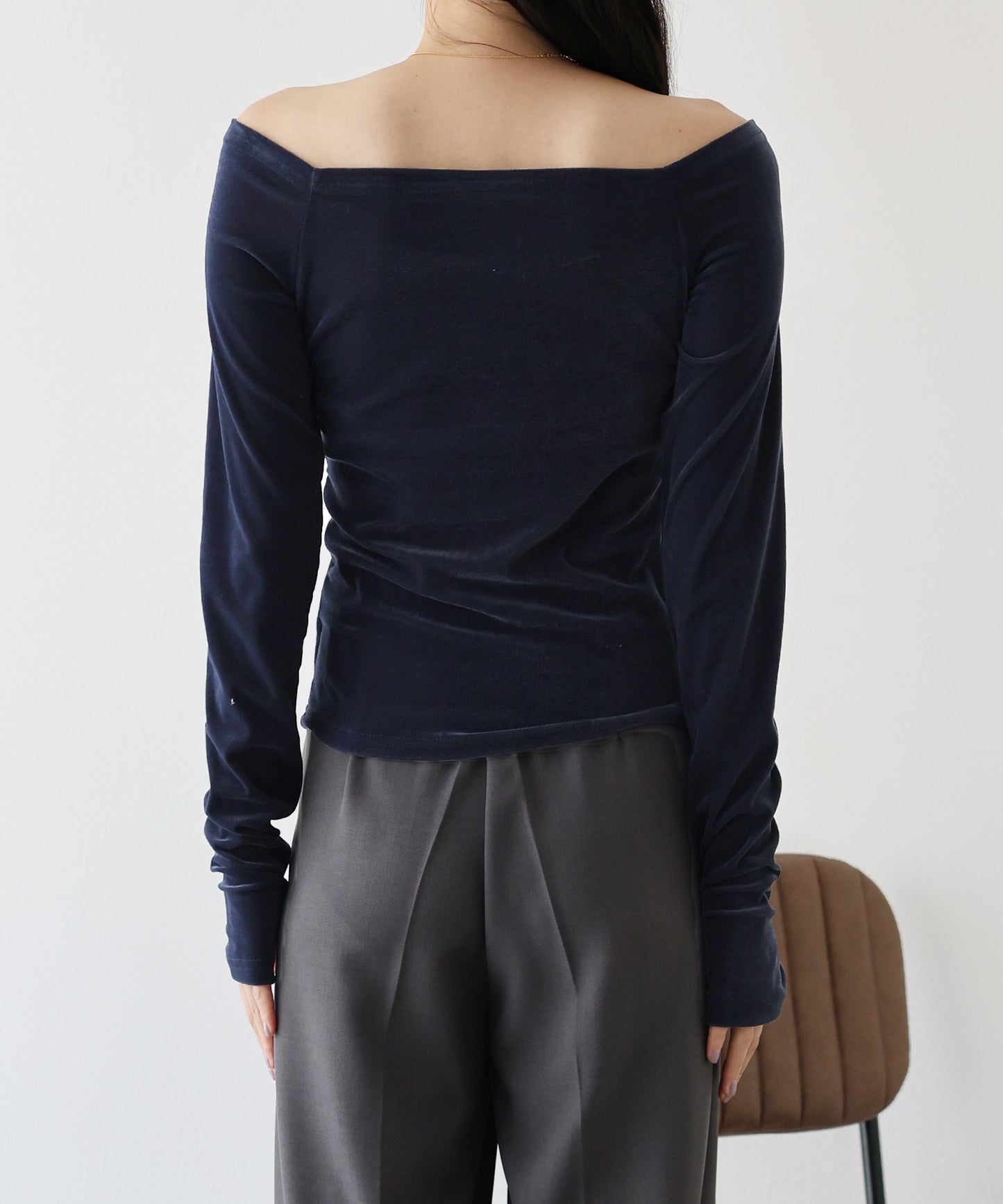 シアーベロアオフショルTシャツ【ネコポス】