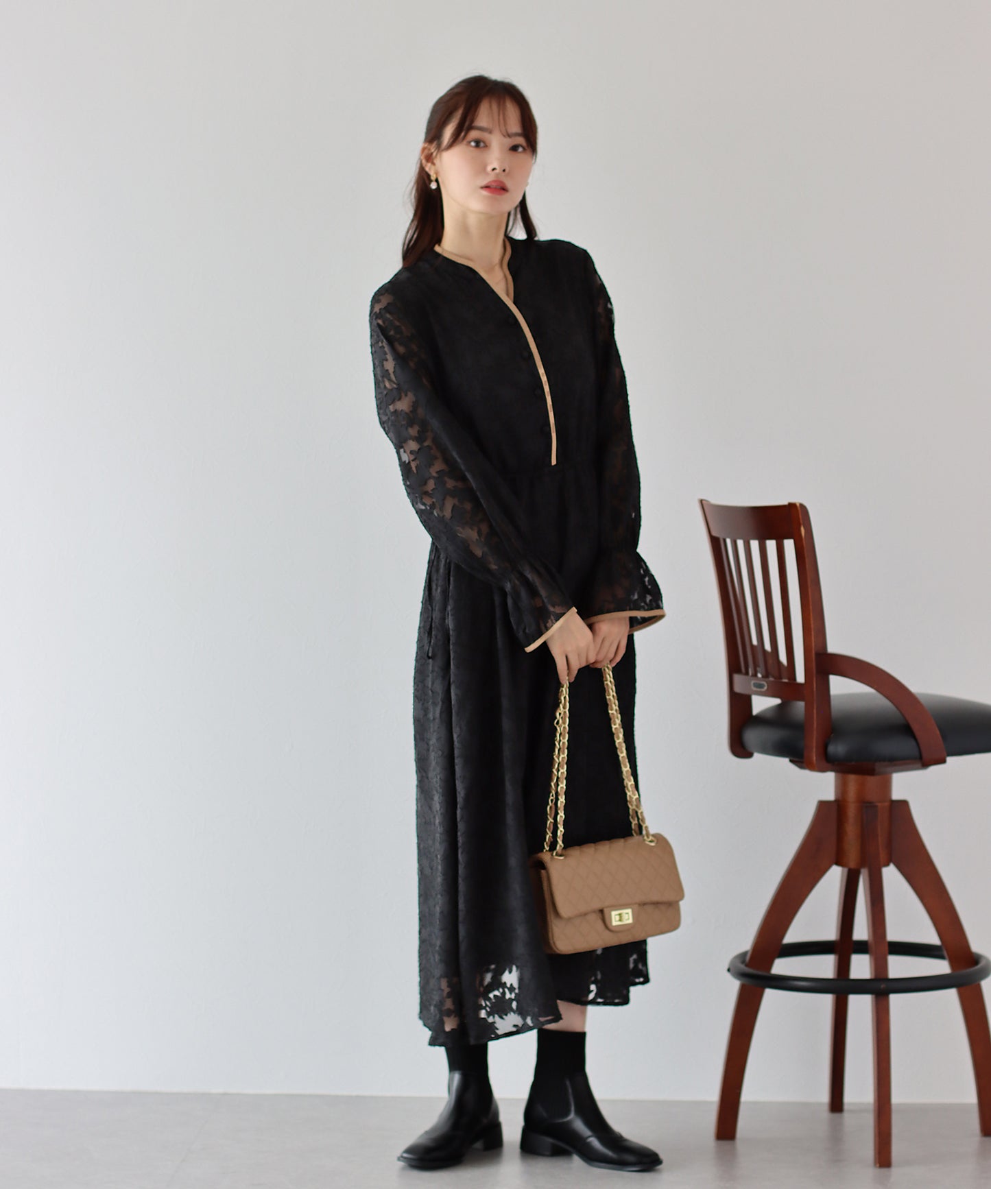 【TIME SALE】ドロストジャガードワンピース