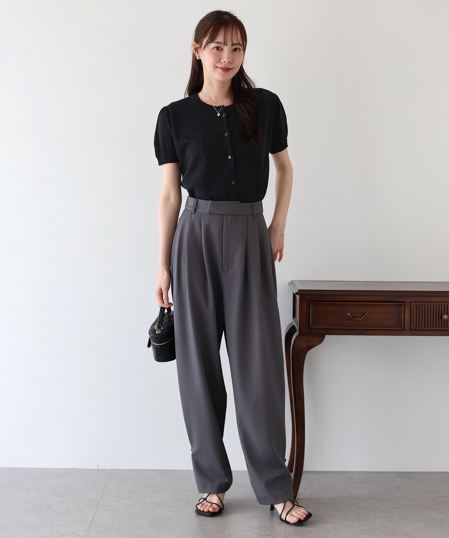 【SALE】透かし編み半袖ニットカーディガン【ネコポス】