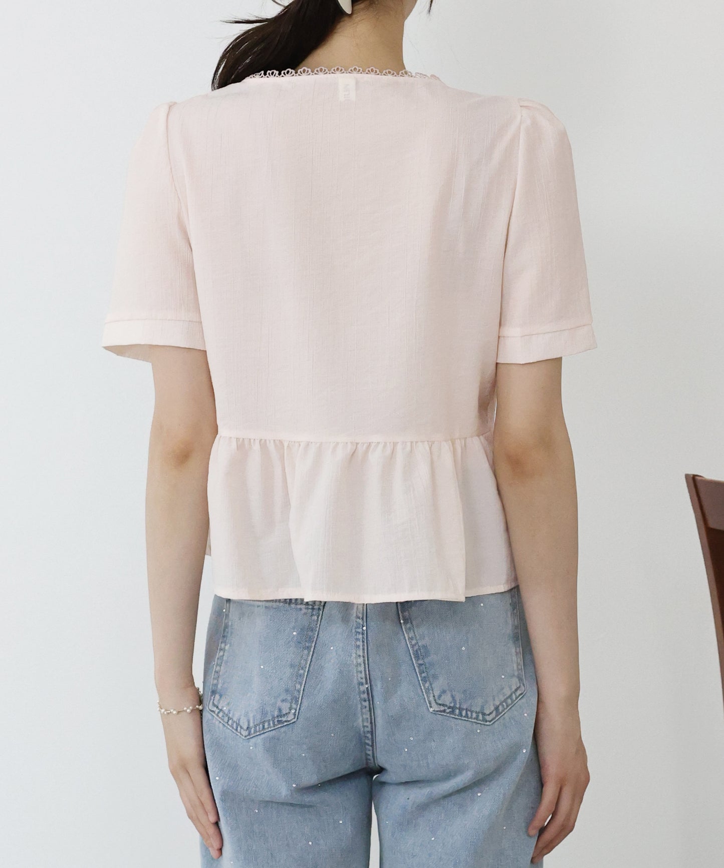 【SALE】レーストリムペプラムブラウス【ネコポス】