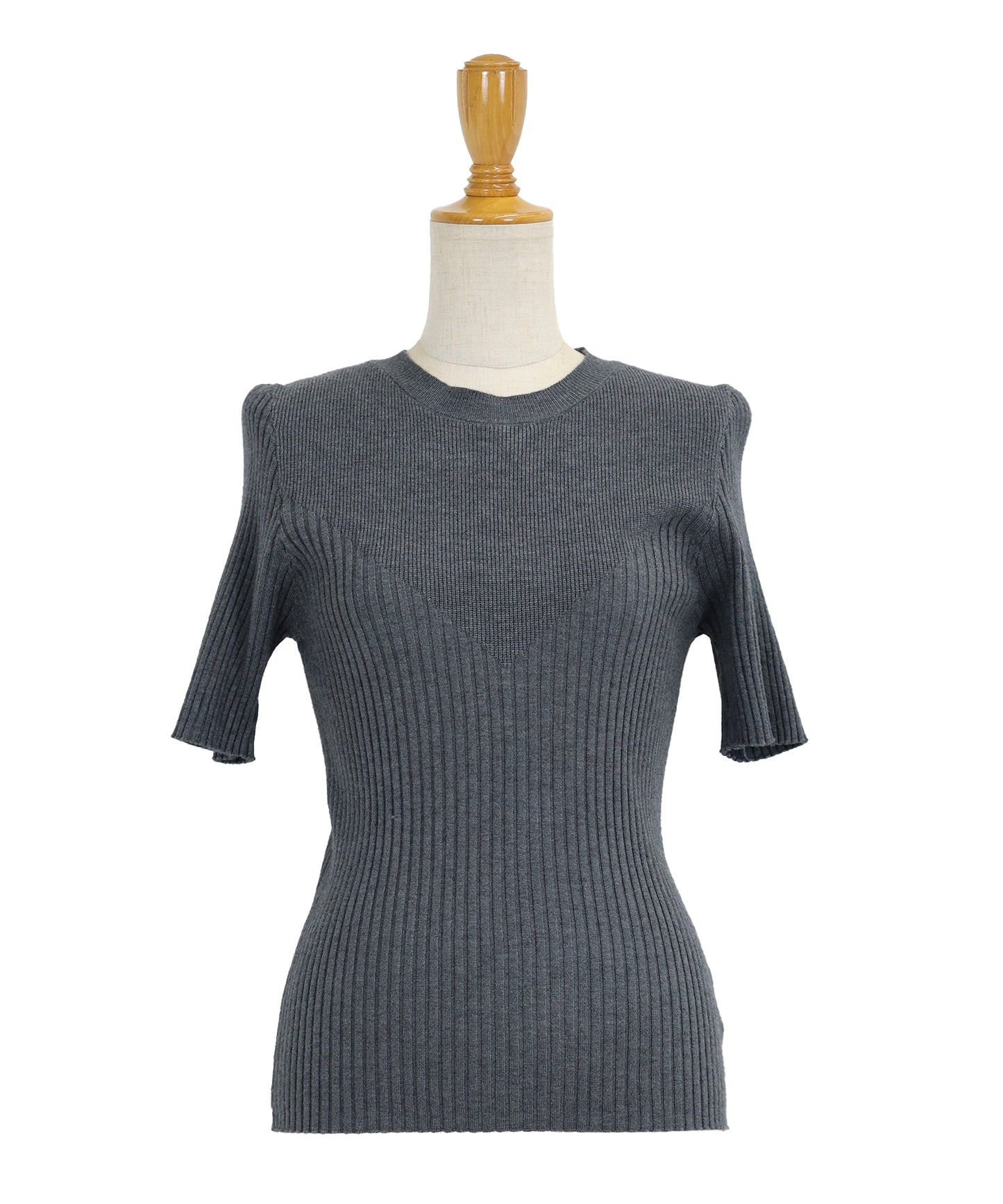 【TIME SALE】切替デザイン半袖リブニット【ネコポス】