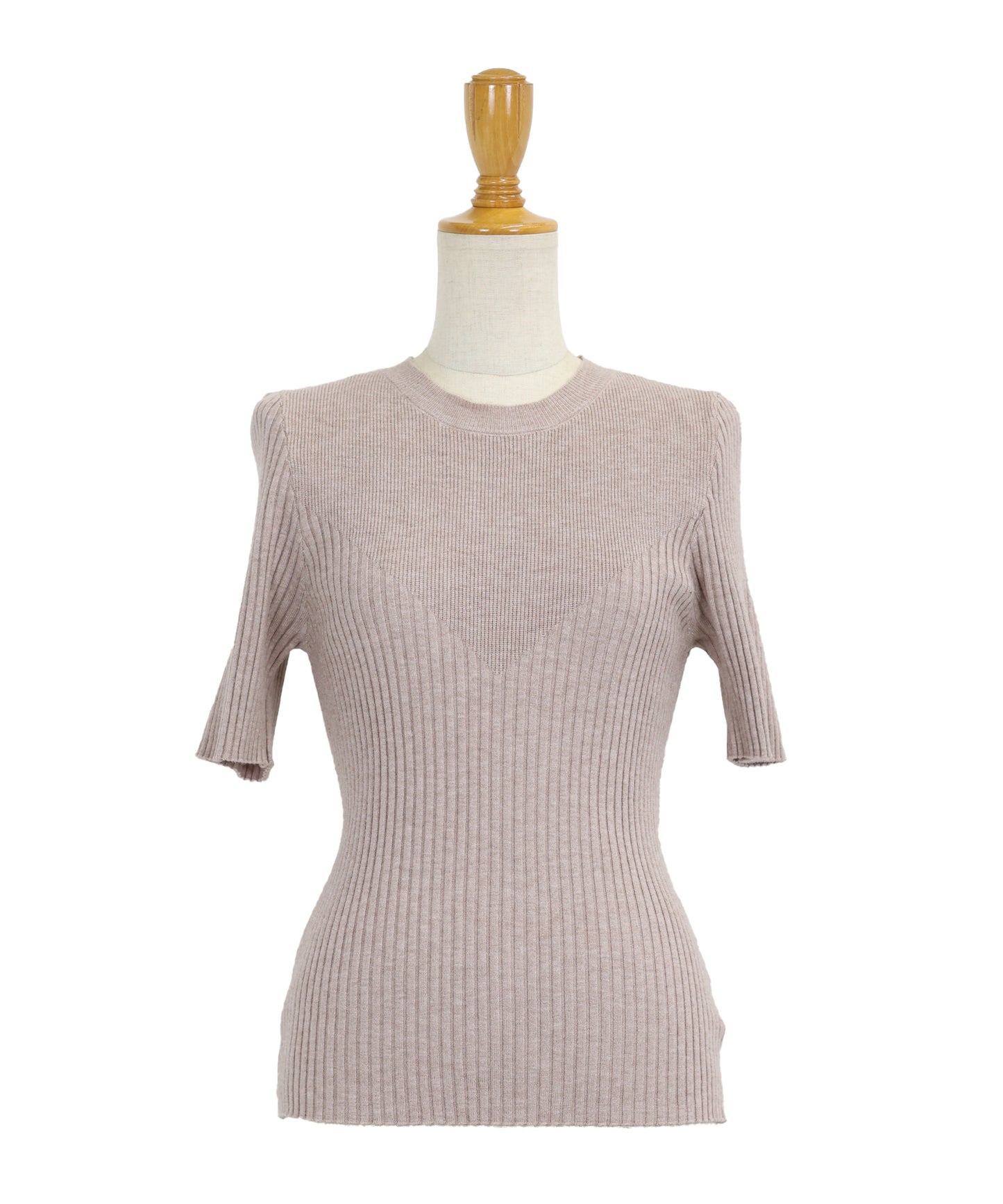 【TIME SALE】切替デザイン半袖リブニット【ネコポス】