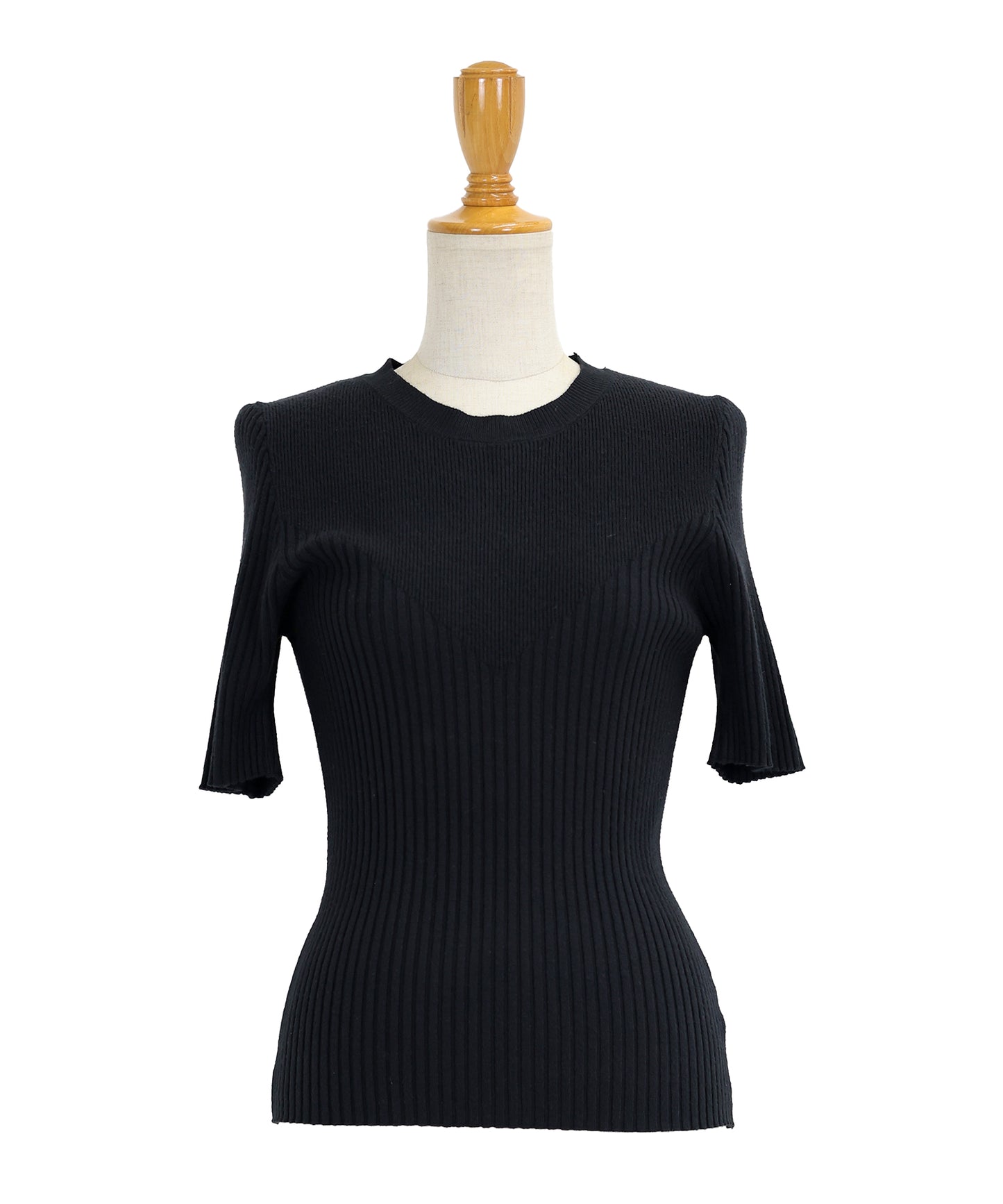 【TIME SALE】切替デザイン半袖リブニット【ネコポス】