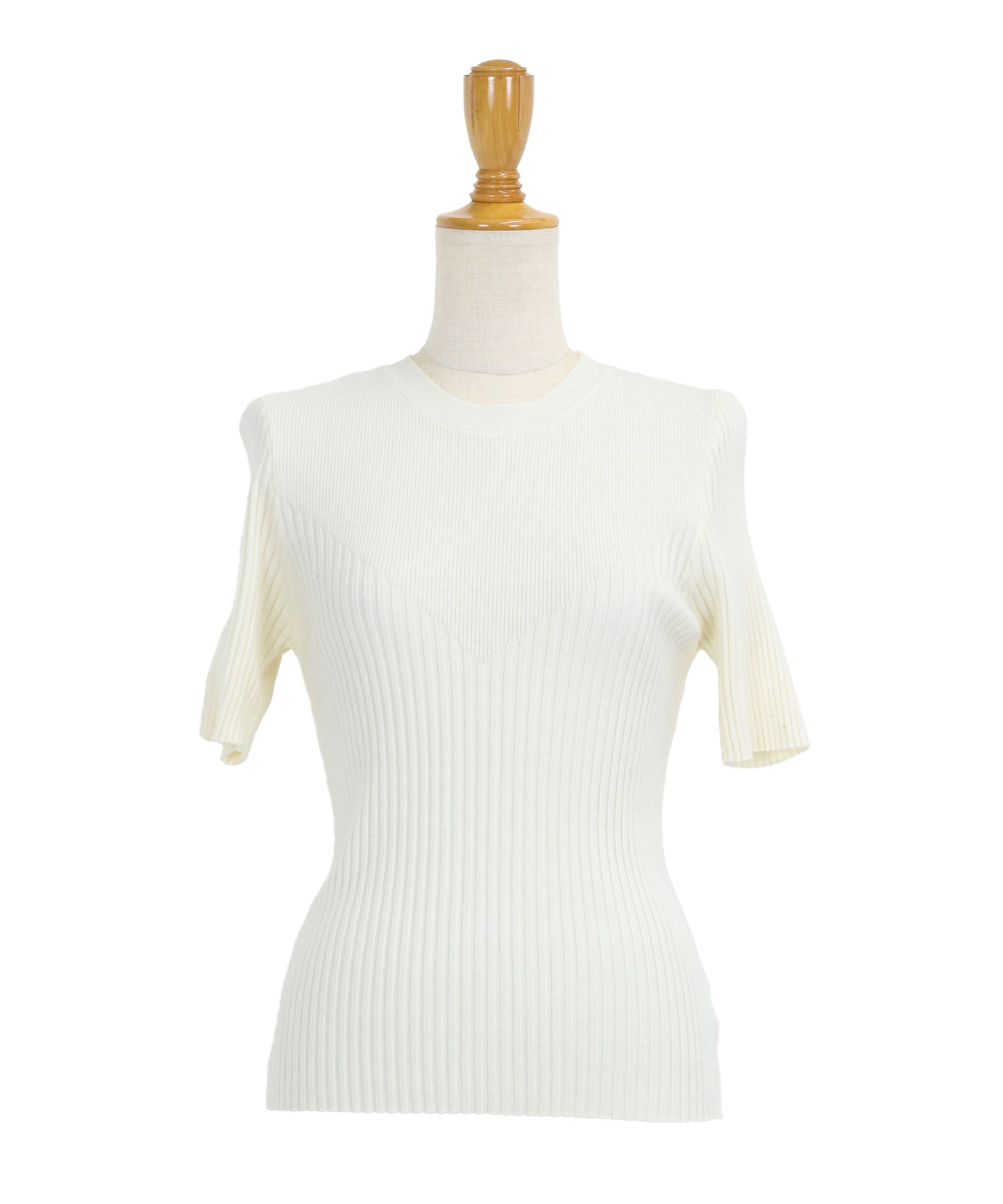 【TIME SALE】切替デザイン半袖リブニット【ネコポス】