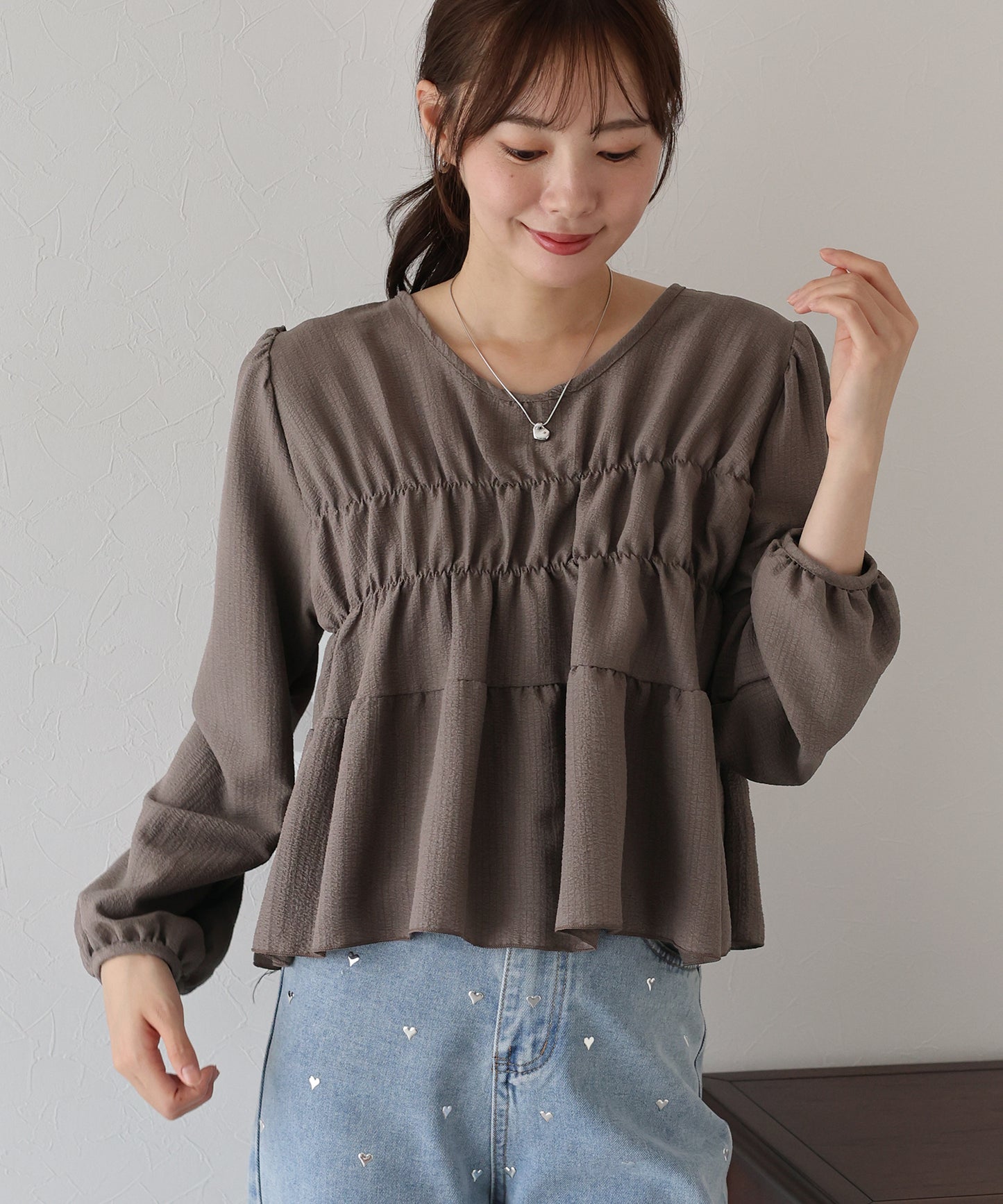 【早割5%OFF】バックリボンティアードブラウス【ネコポス】