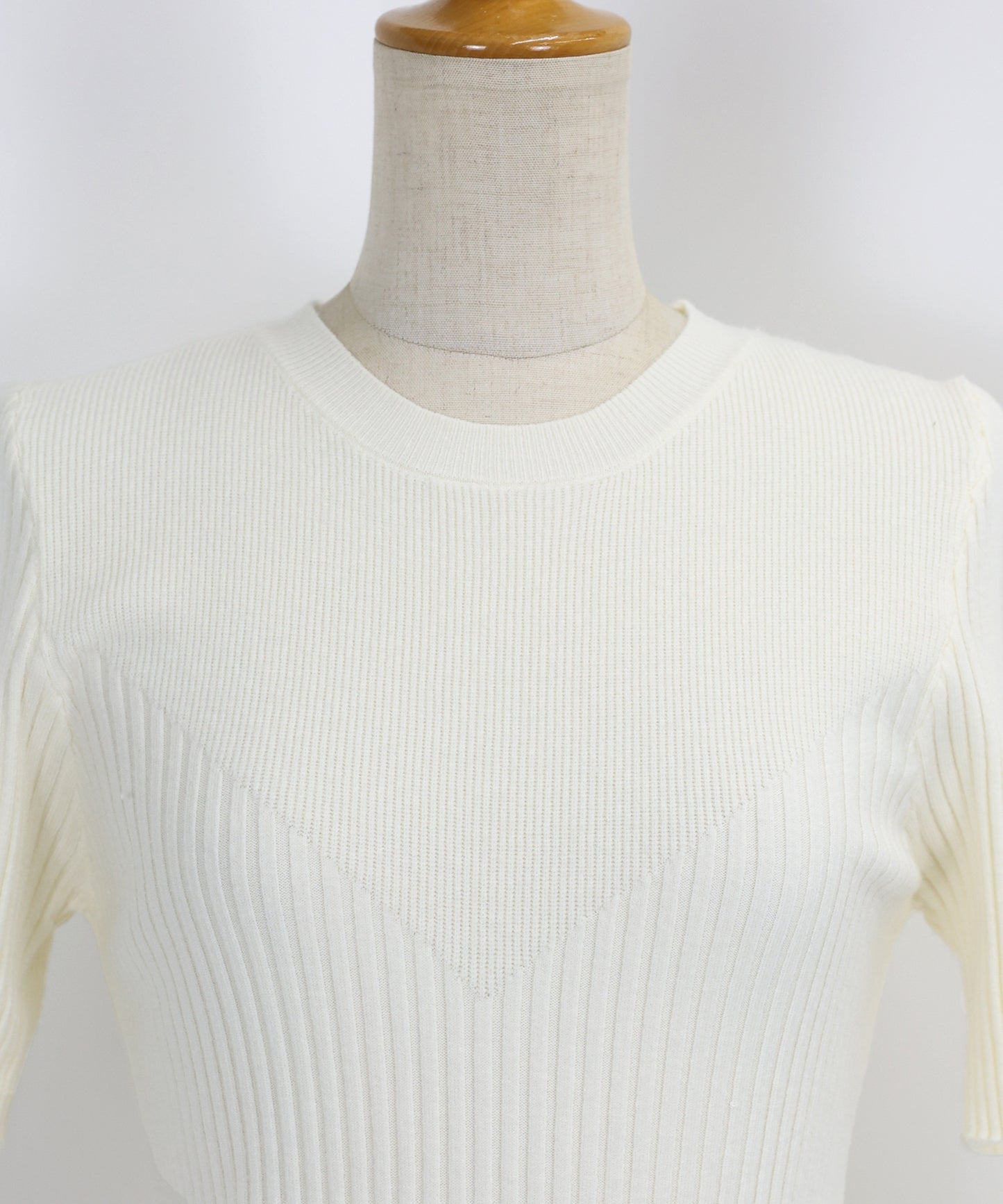 【TIME SALE】切替デザイン半袖リブニット【ネコポス】