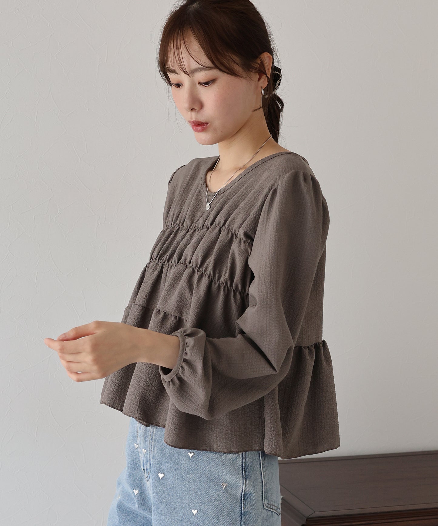 【早割5%OFF】バックリボンティアードブラウス【ネコポス】