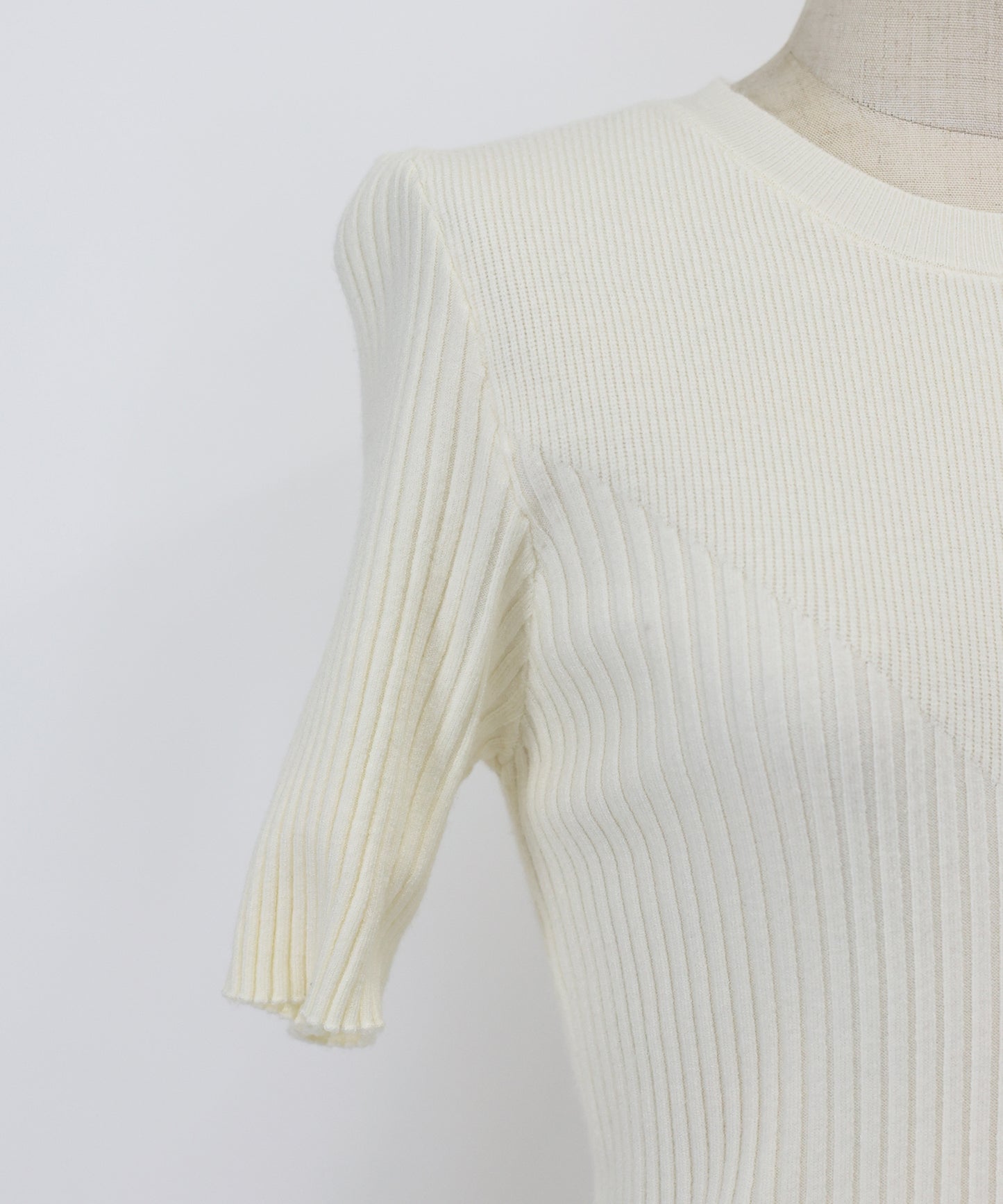 【TIME SALE】切替デザイン半袖リブニット【ネコポス】