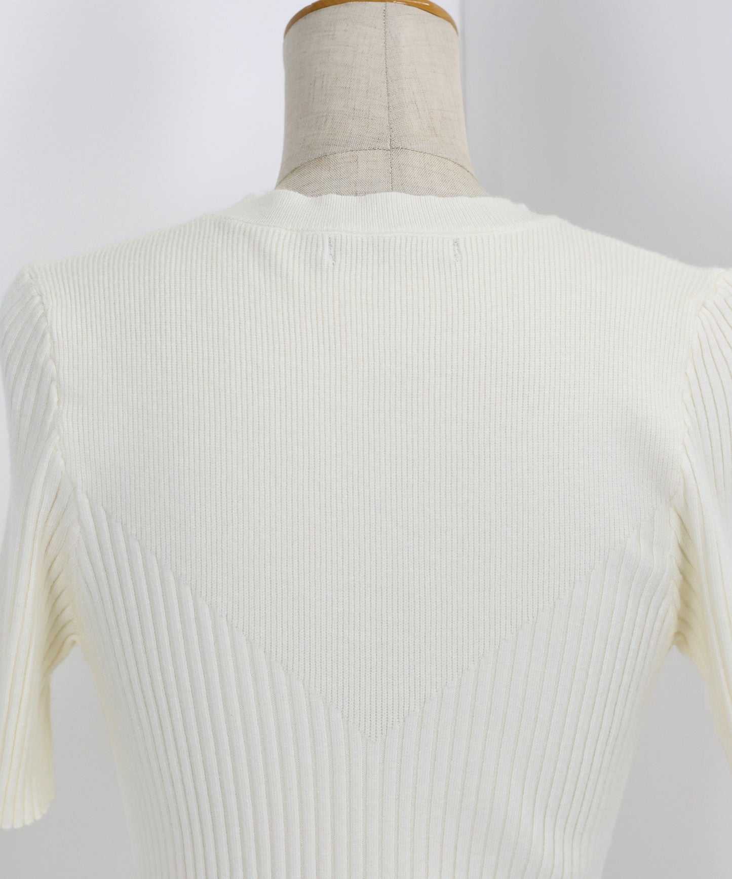 【TIME SALE】切替デザイン半袖リブニット【ネコポス】