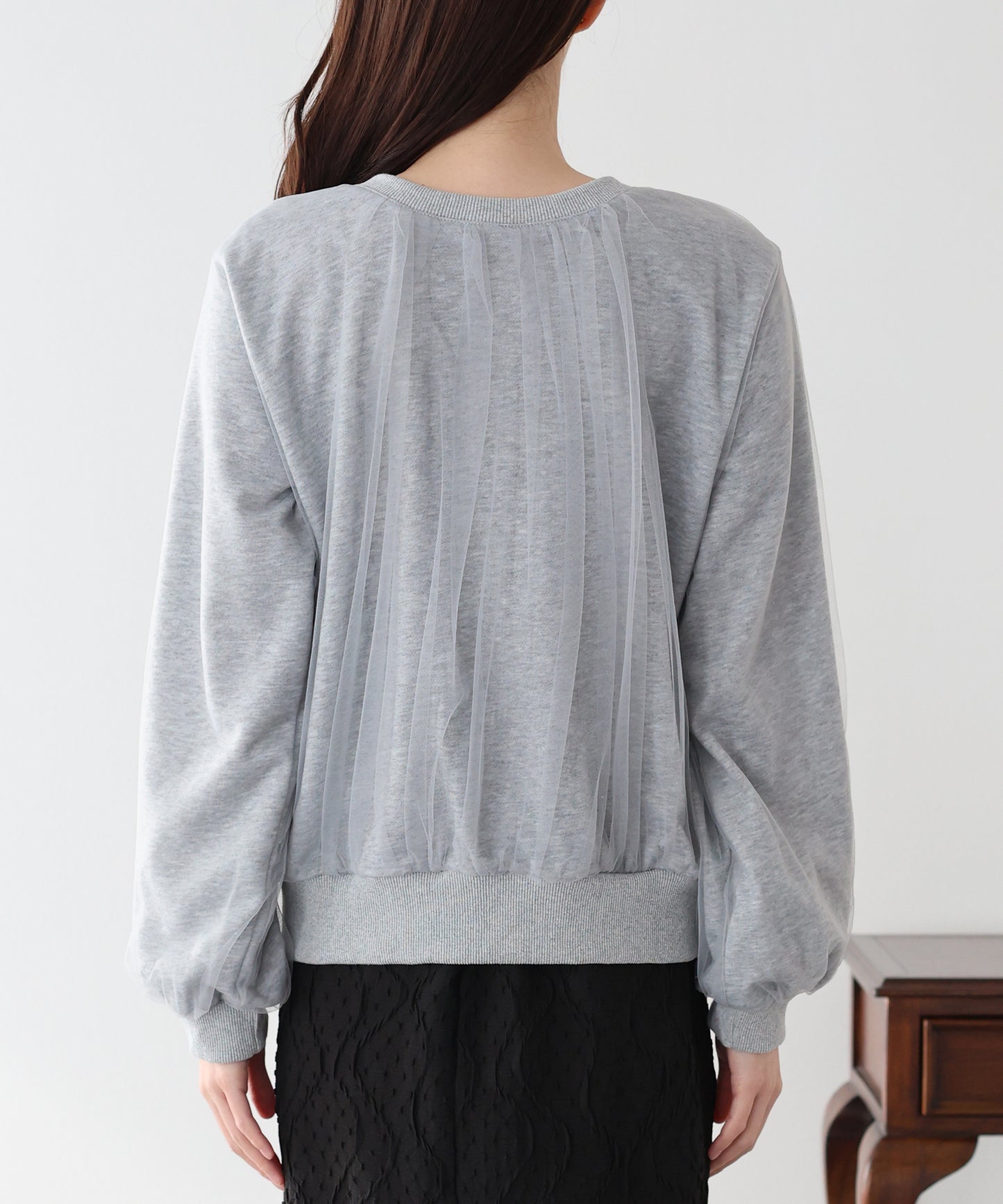 チュールレイヤードスウェットカーディガン