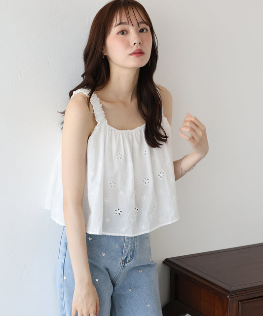 【SALE】コットンレースキャミブラウス【ネコポス】