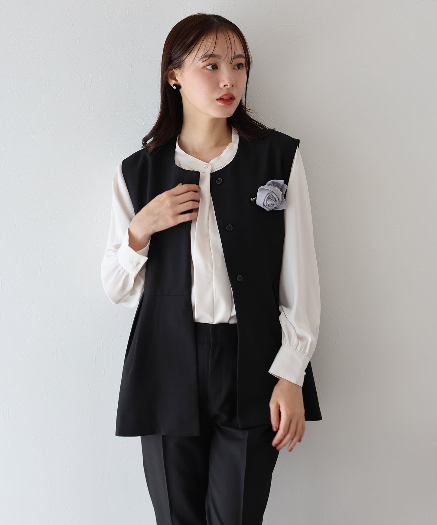 【TIME SALE】ペプラムベスト&テーパードパンツ セレモニー2点セット