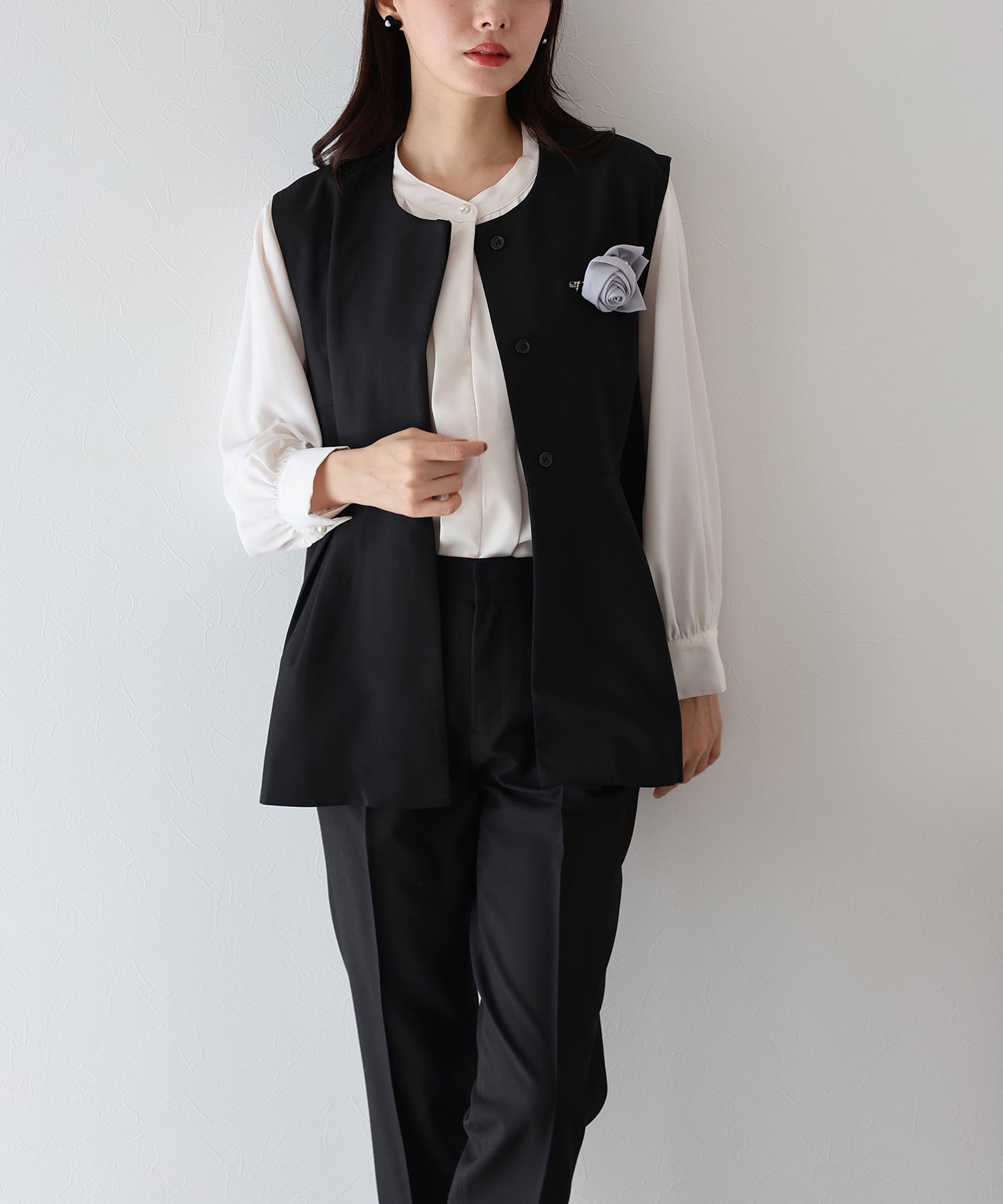 【TIME SALE】ペプラムベスト&テーパードパンツ セレモニー2点セット