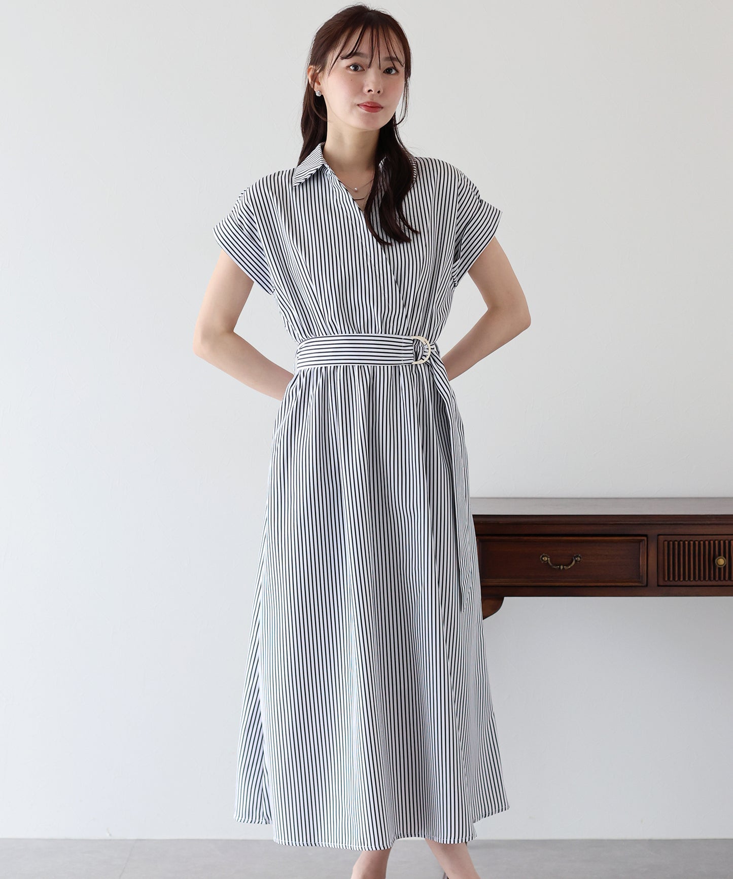 【TIME SALE】カシュクールシャツワンピース