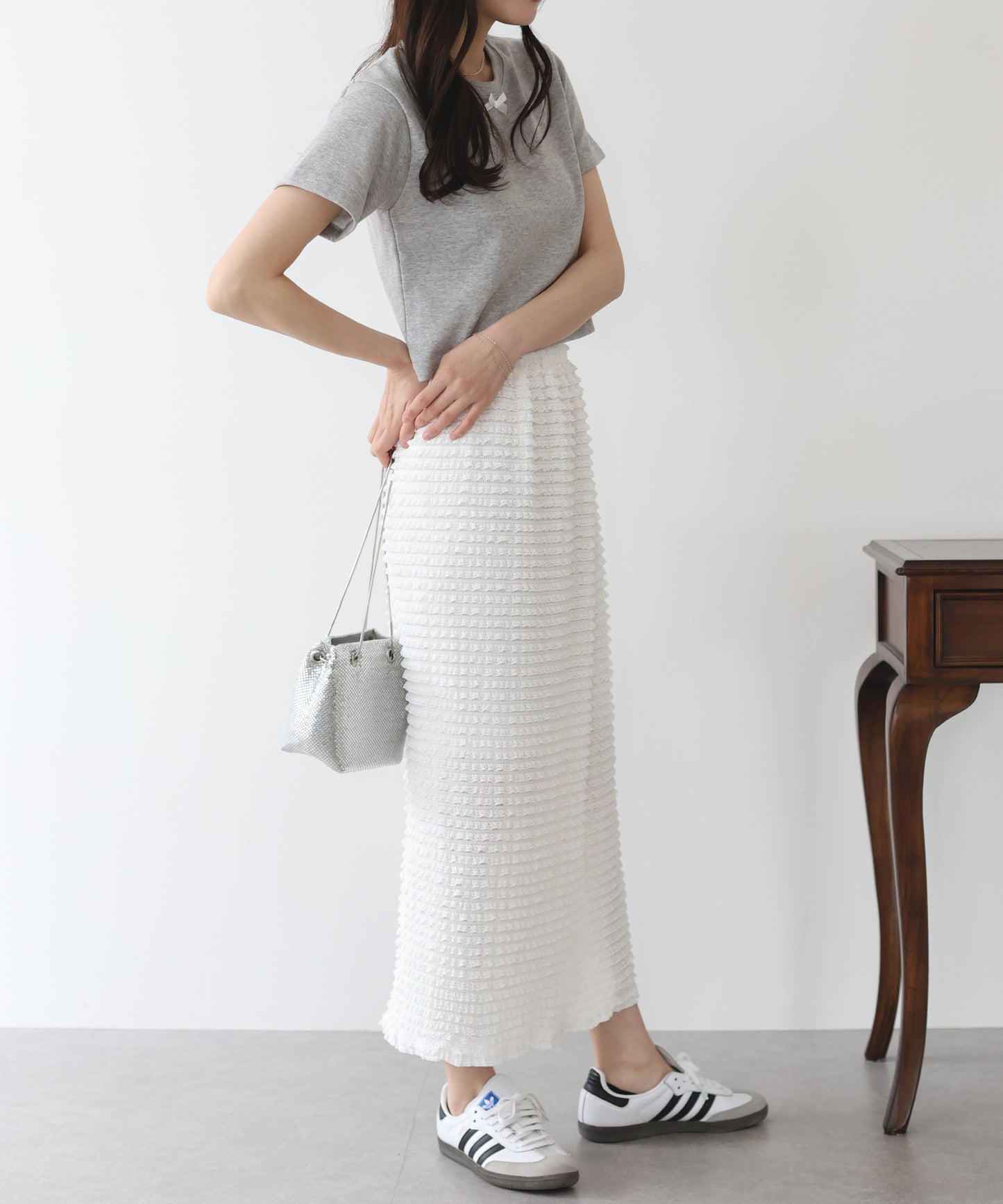 【SALE】カットフリルレースIラインスカート