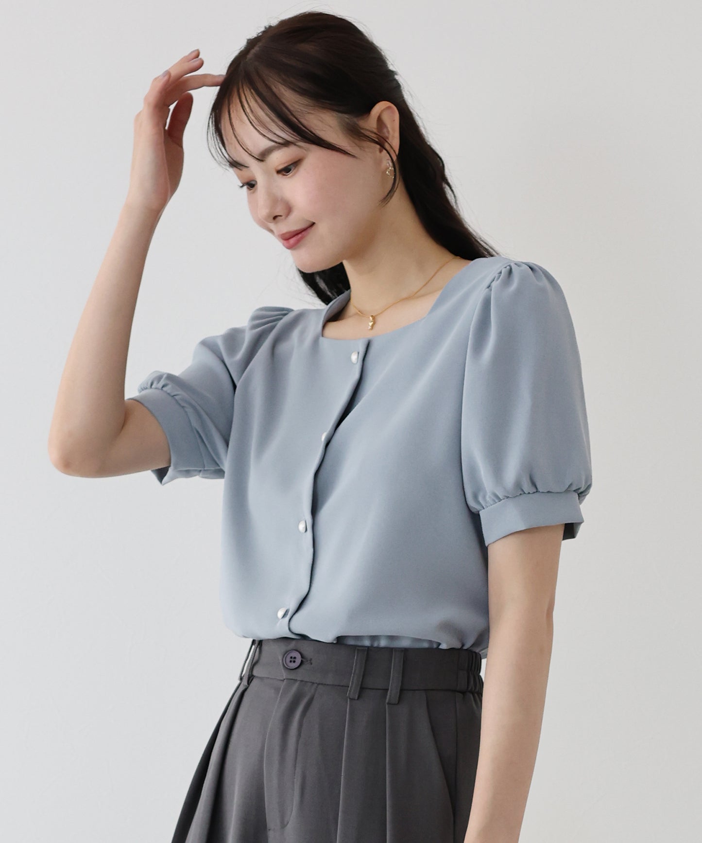 【TIME SALE】パールボタンブラウス【ネコポス】