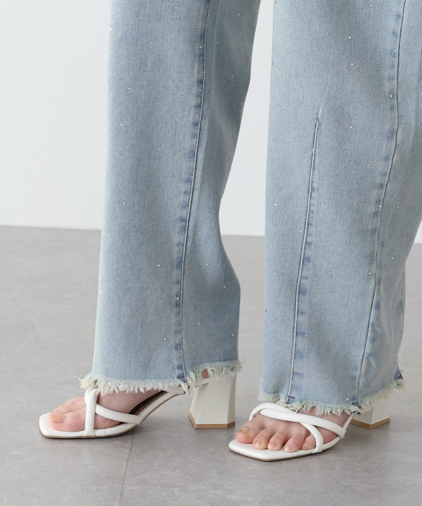 【TIME SALE】ラインストーンカーブデニムパンツ